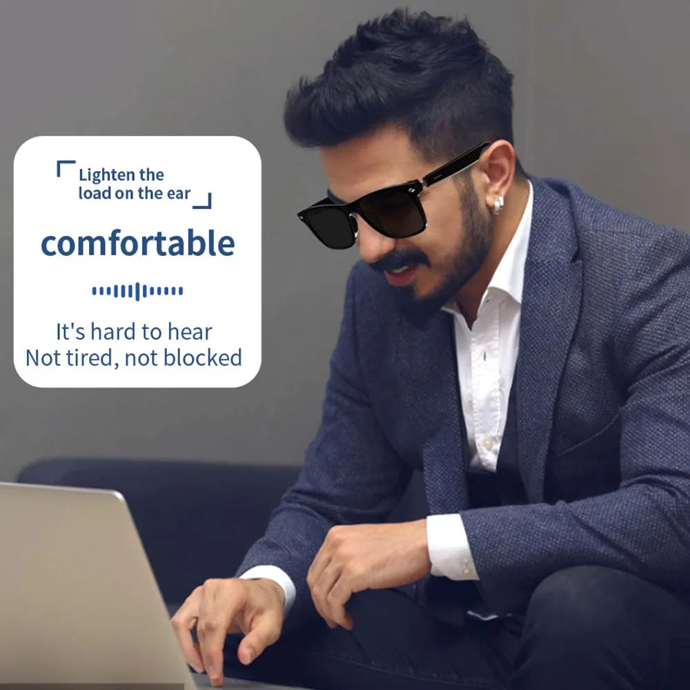SENBONO Fashion Men's Smart Glasses With Sunglasses Open Ear Headsets Waterproof Hands-Free Calling Sunglasses For Men Womem