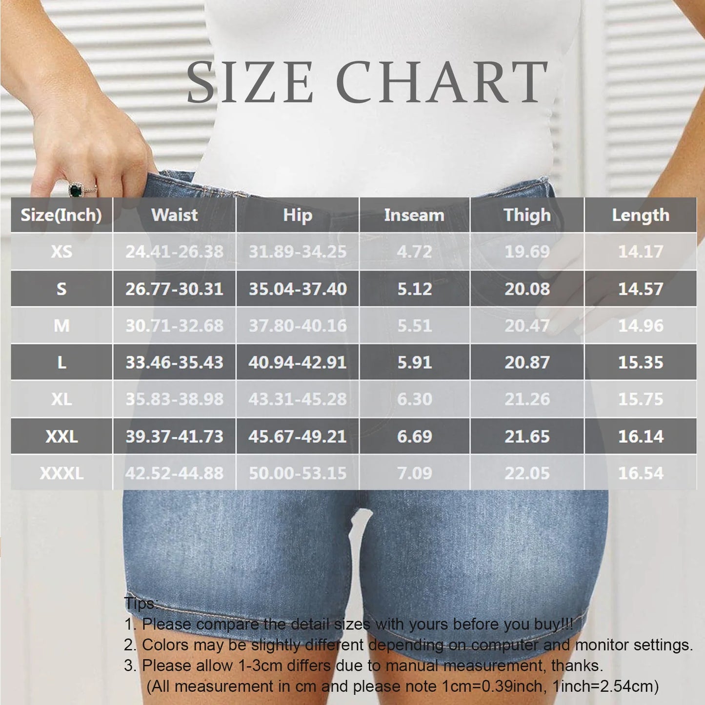 High Waist Casual Denim Shorts with Double Pockets for Women
