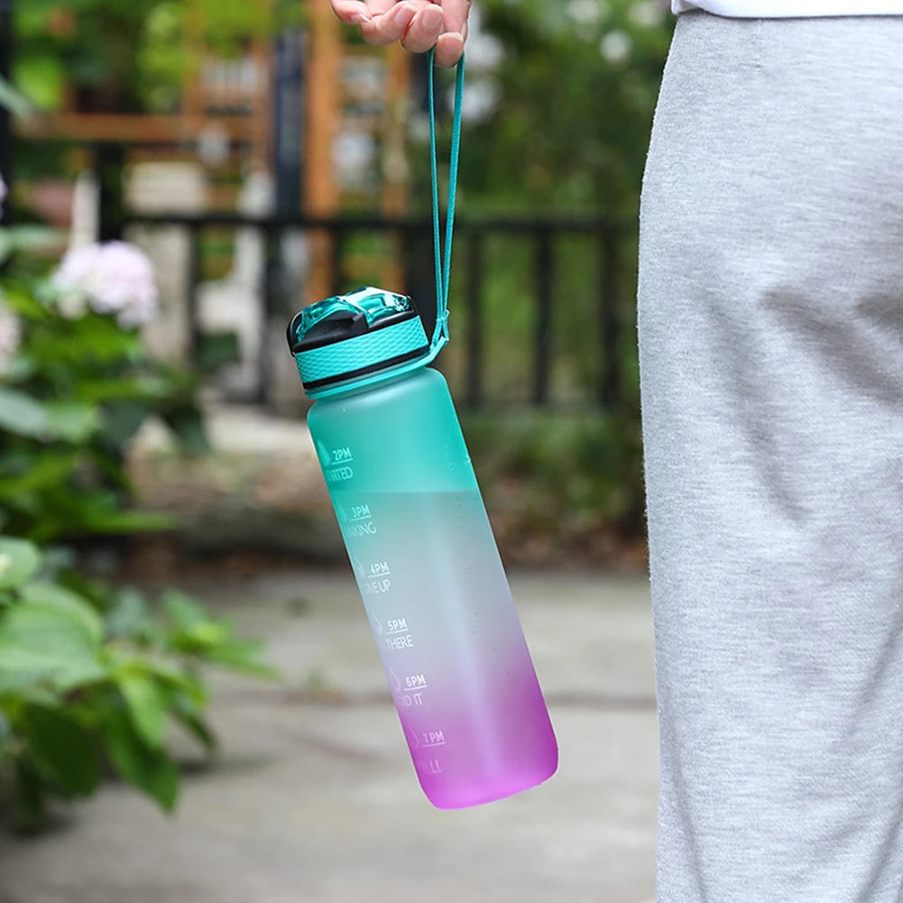 1000ml Sports Water Bottle Leakproof Plastic Frosted Cup