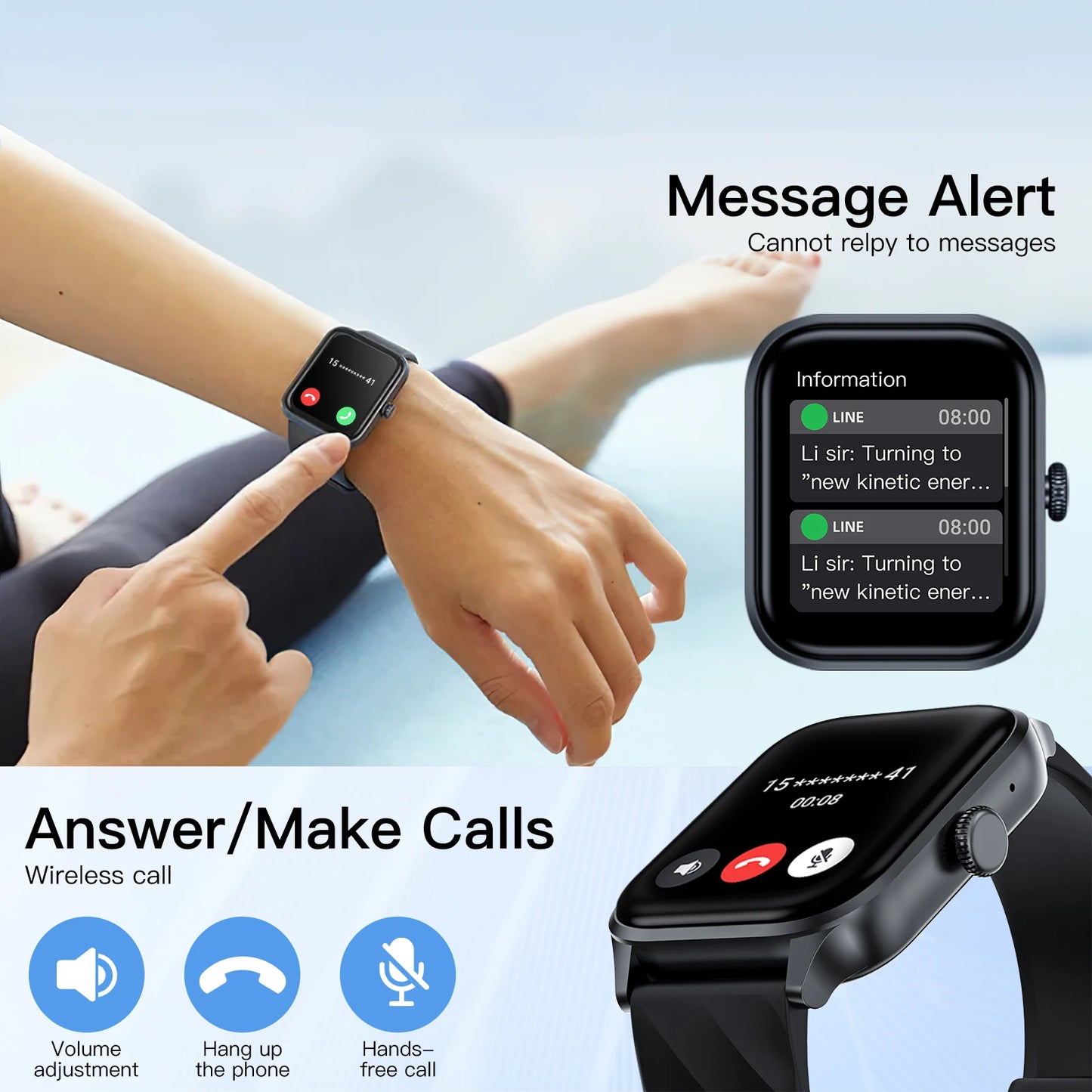 Weofly Smart Watch with Health Monitor and Bluetooth Call Feature