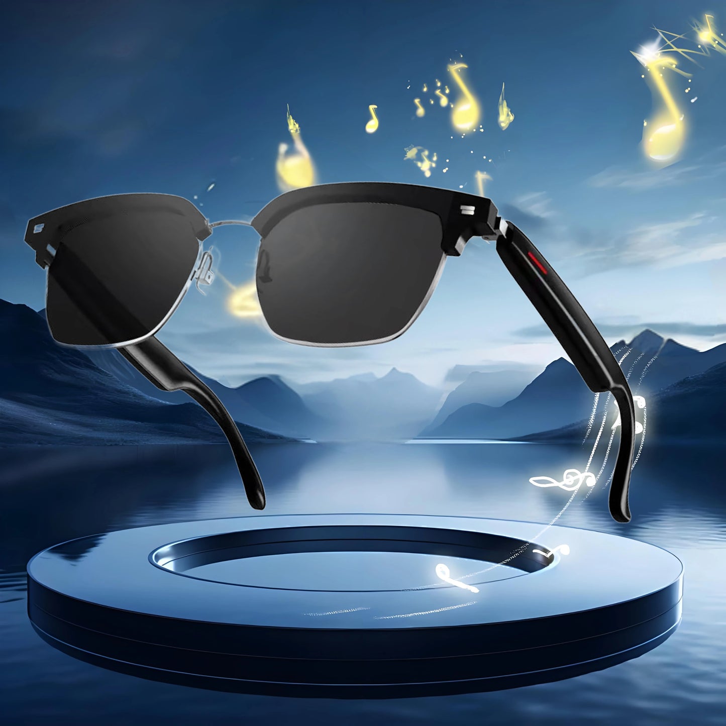 SENBONO Fashion Men's Smart Glasses With Sunglasses Open Ear Headsets Waterproof Hands-Free Calling Sunglasses For Men Womem