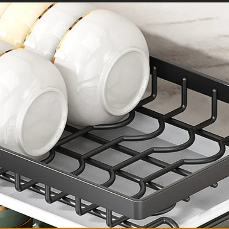 Wall Mounted Multifunctional Kitchen Dish Rack Organizer and Storage
