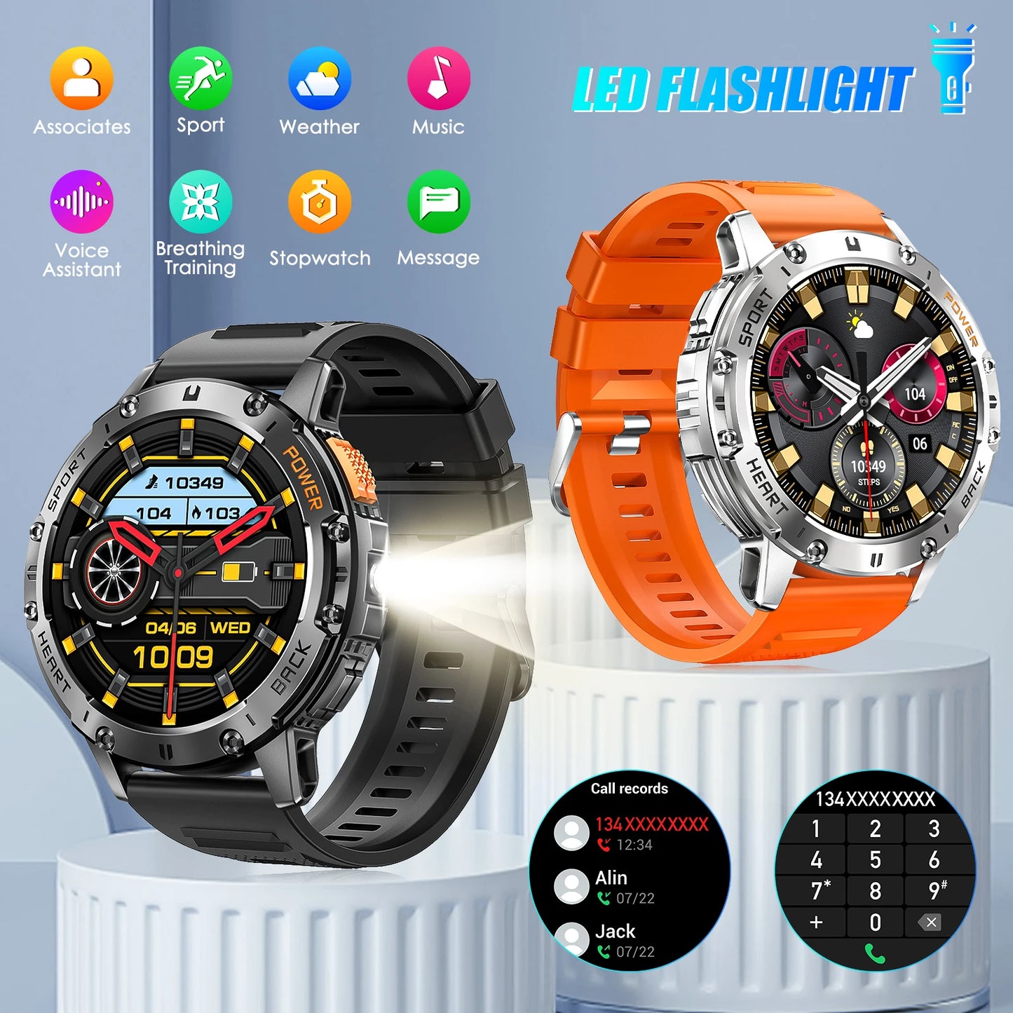 LaNikar New Rugged Smart Watch For Men With Wireless Calling