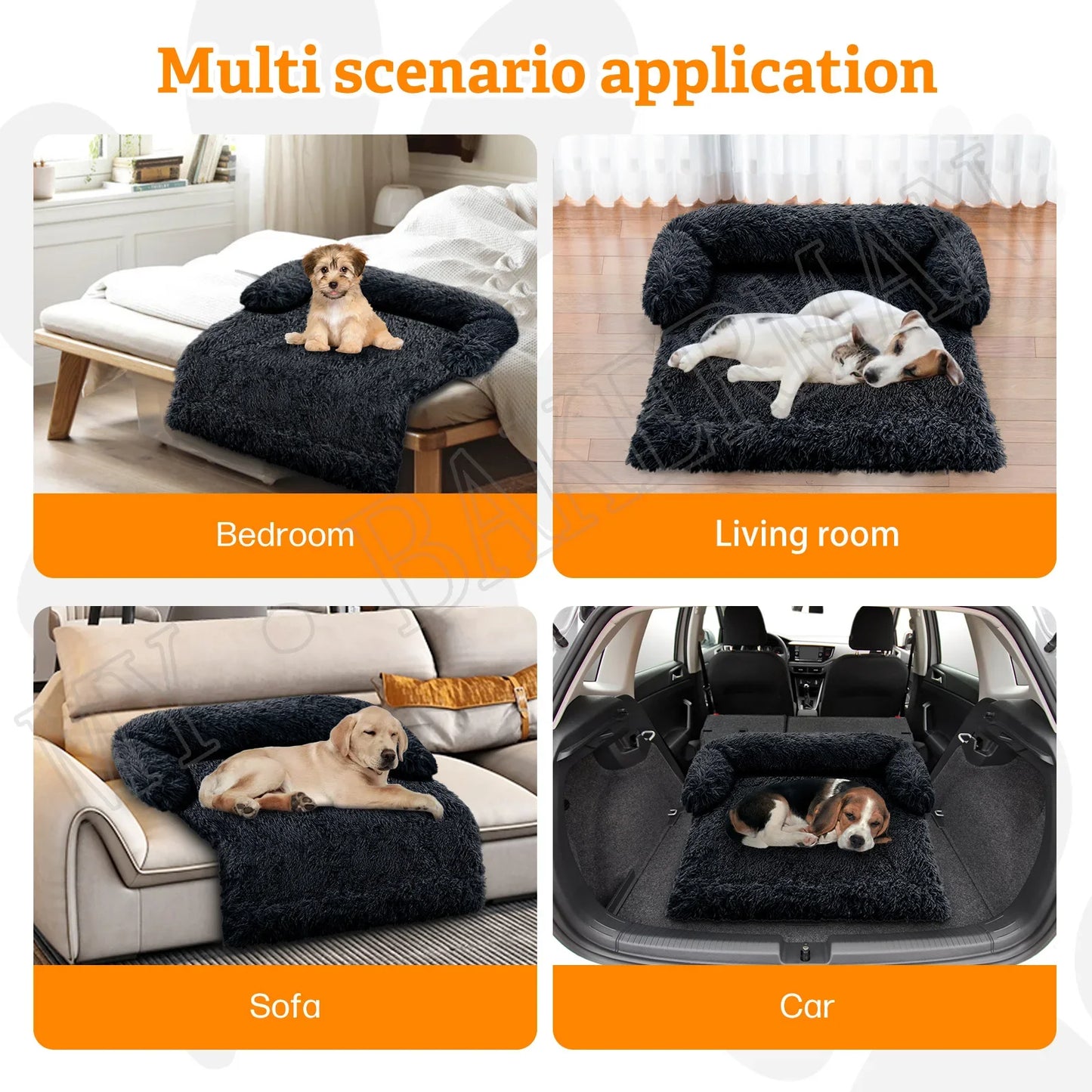Large Dog Bed Sofa Fluffy Dogs Pet House Sofa Mat Long Plush Warm Kennel Pet Cat Puppy Cushion Washable Blanket Sofa Cover Puppy