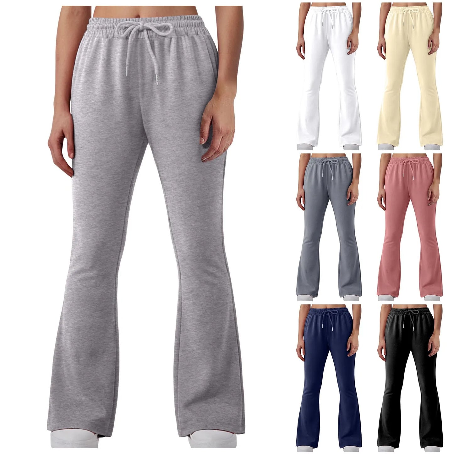 Flare Pants For Women’S Autumn Winter Sweatpants Cotton Bottom All-Math Fitness Casual Soild Color Joggers Pants Travel Basic