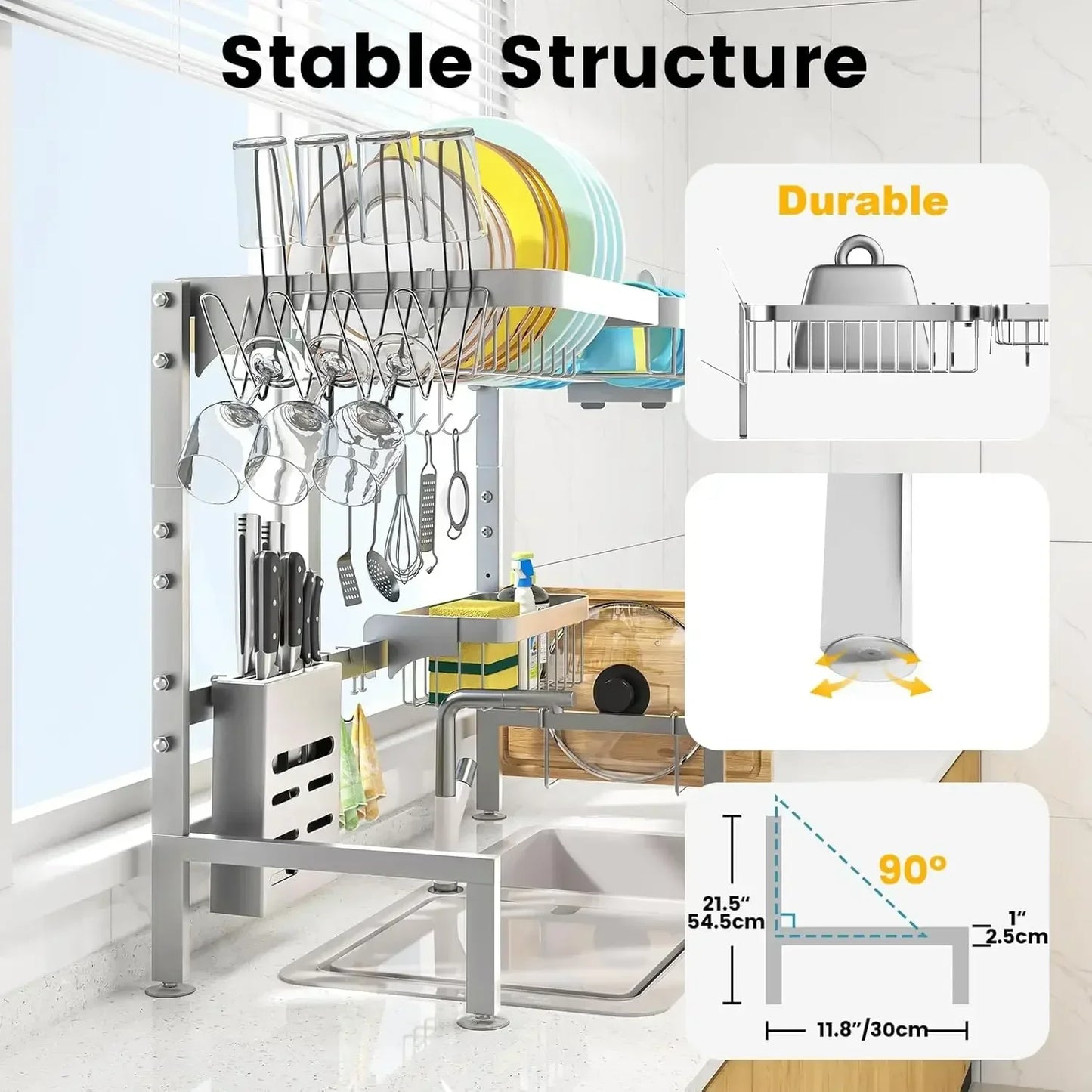 Stainless Steel Over The Sink Dish Drying Rack Organizer
