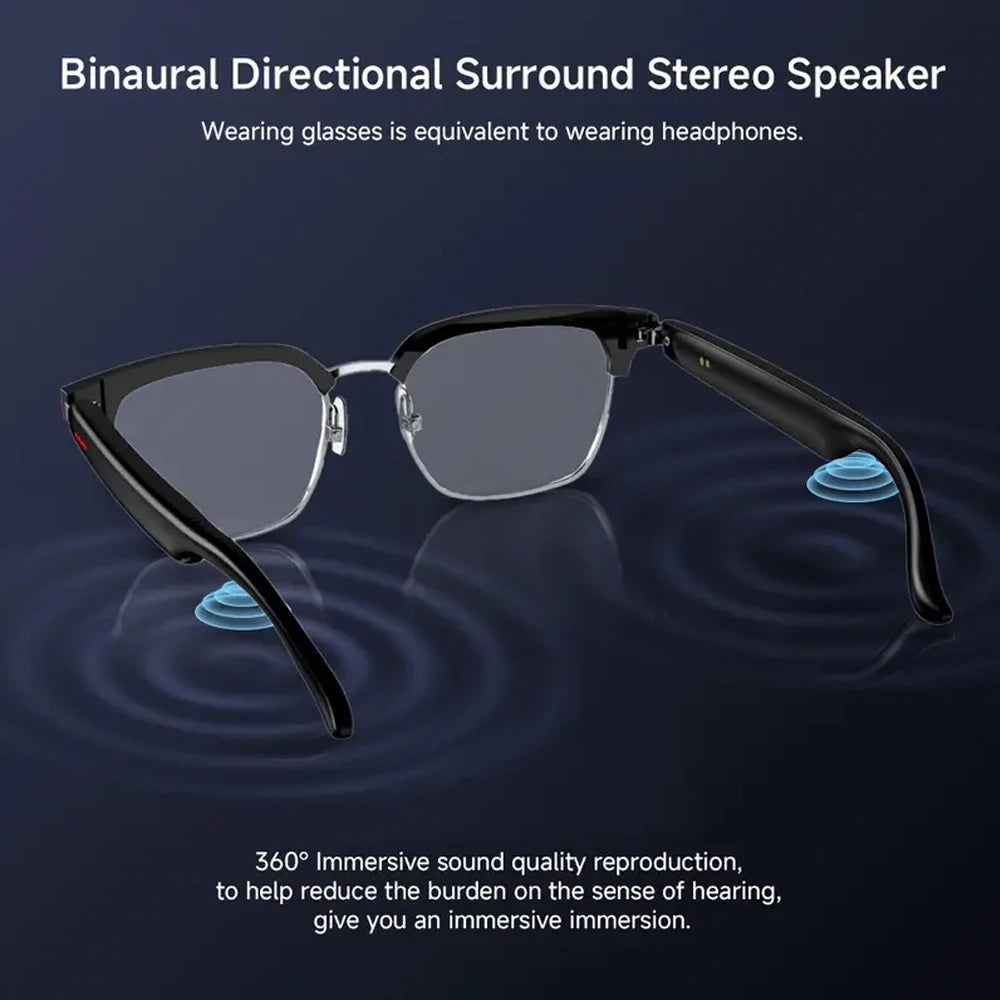 SENBONO Fashion Men's Smart Glasses With Sunglasses Open Ear Headsets Waterproof Hands-Free Calling Sunglasses For Men Womem