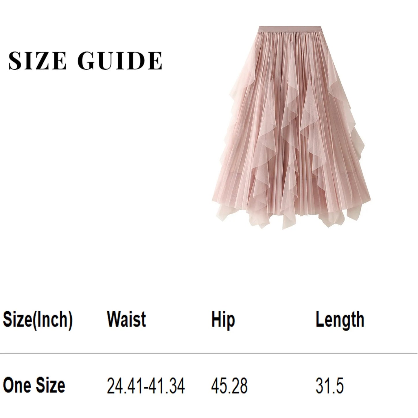 Ladies High Waist Ruffle Tulle Midi Skirt for Summer