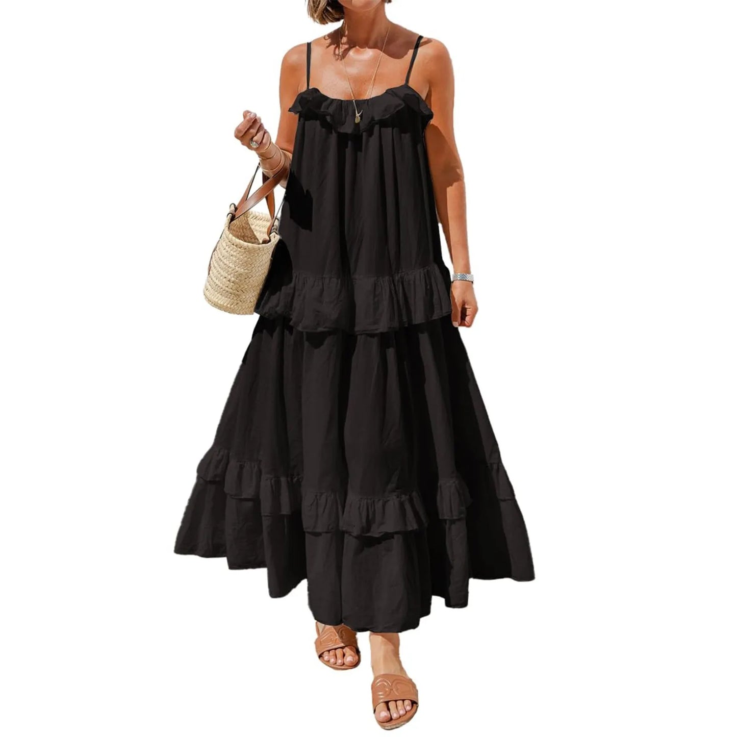 Women Backless Swing Dress for Casual Beach Days