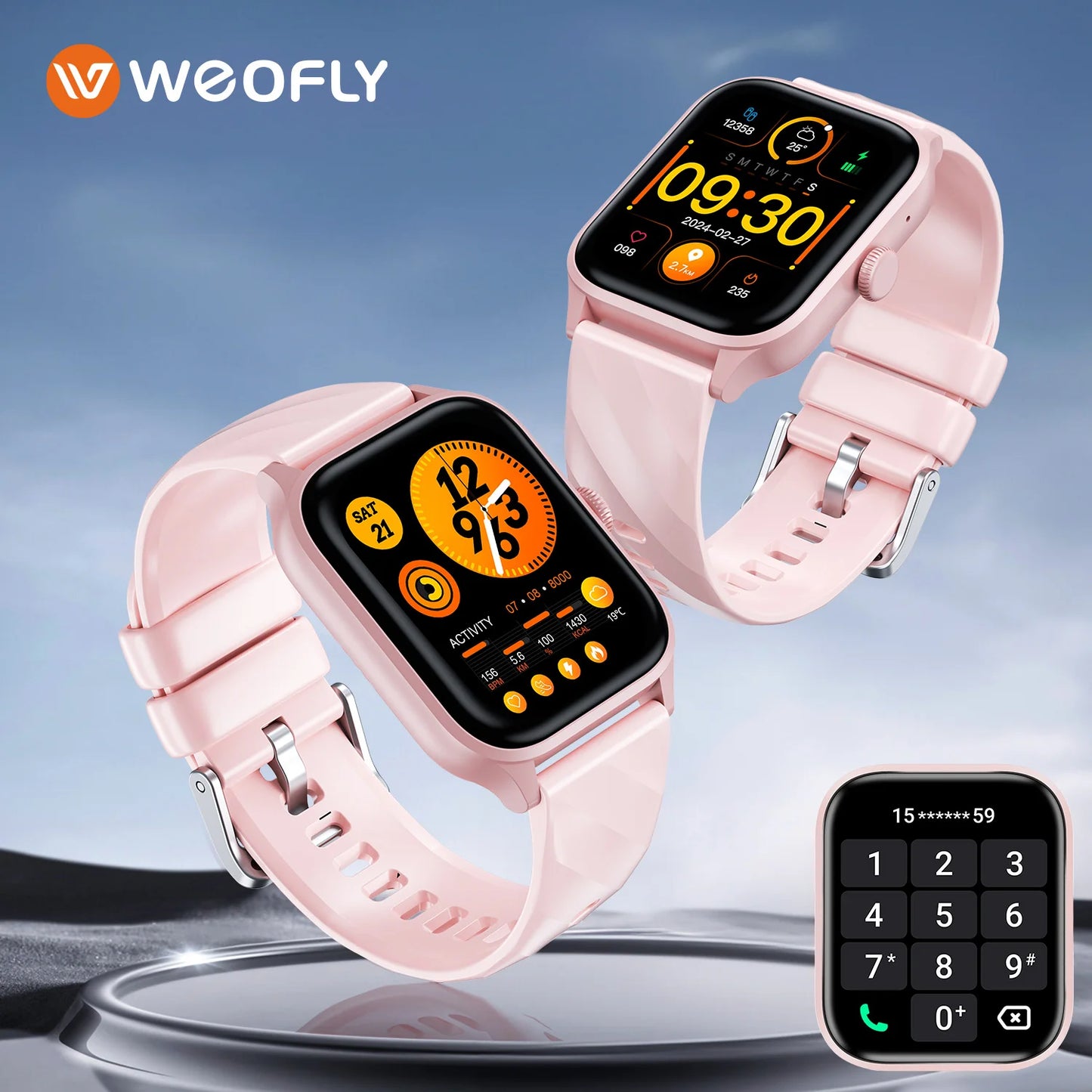 Weofly Smart Watch with Health Monitor and Bluetooth Call Feature