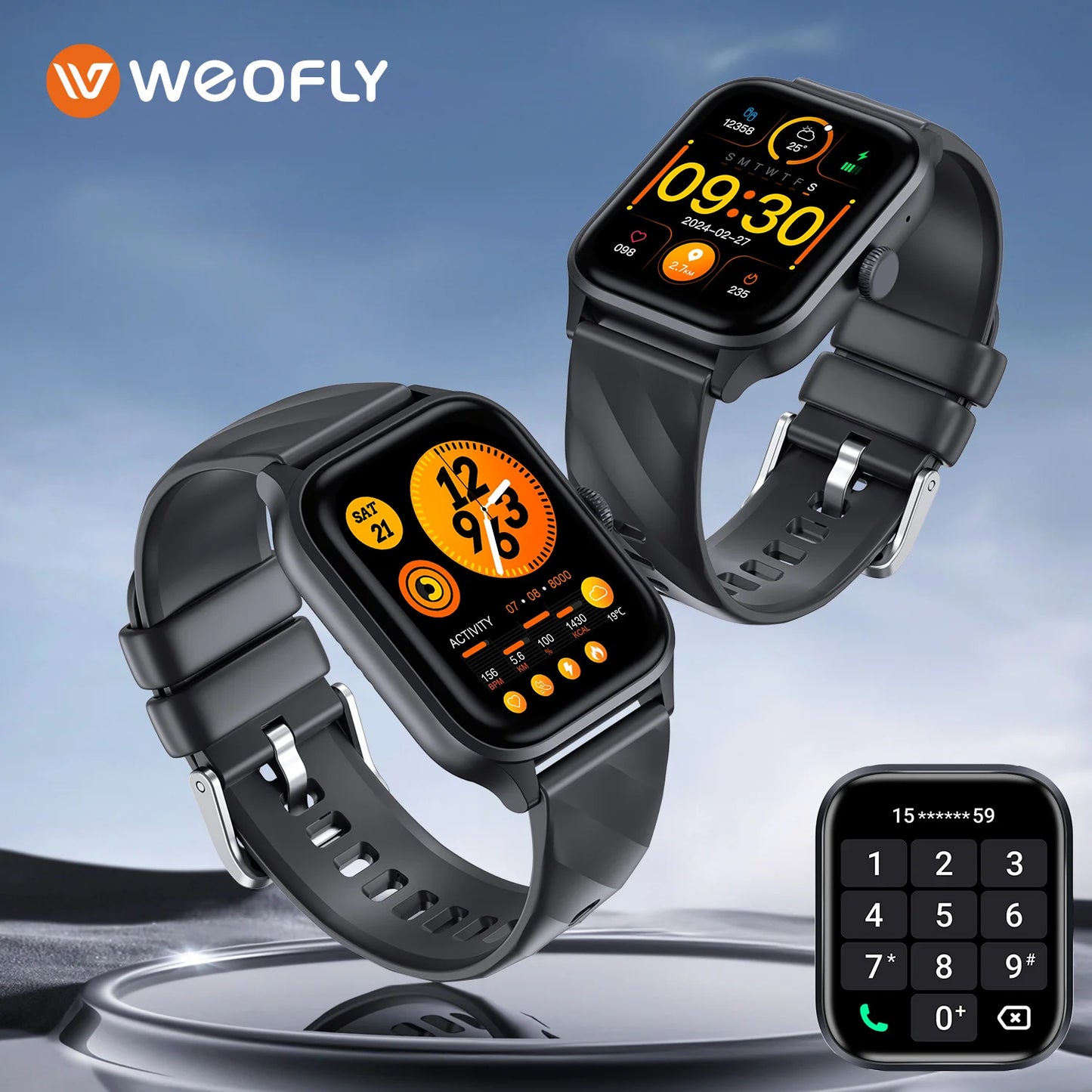 Weofly Smart Watch with Health Monitor and Bluetooth Call Feature