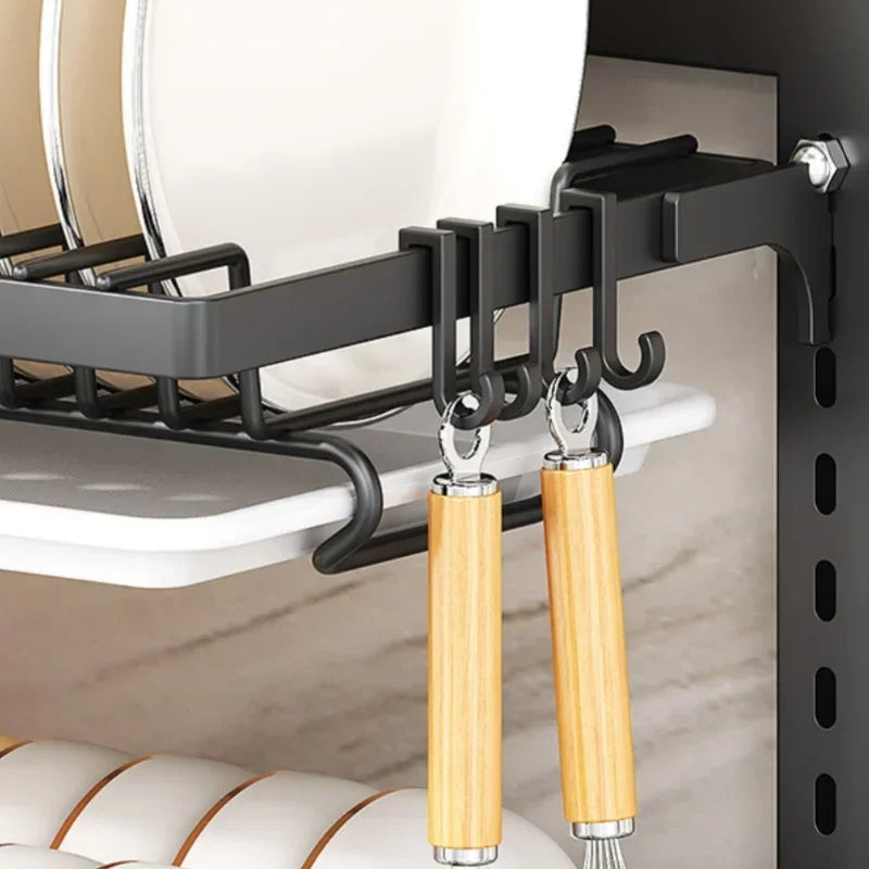 Wall Mounted Multifunctional Kitchen Dish Rack Organizer and Storage