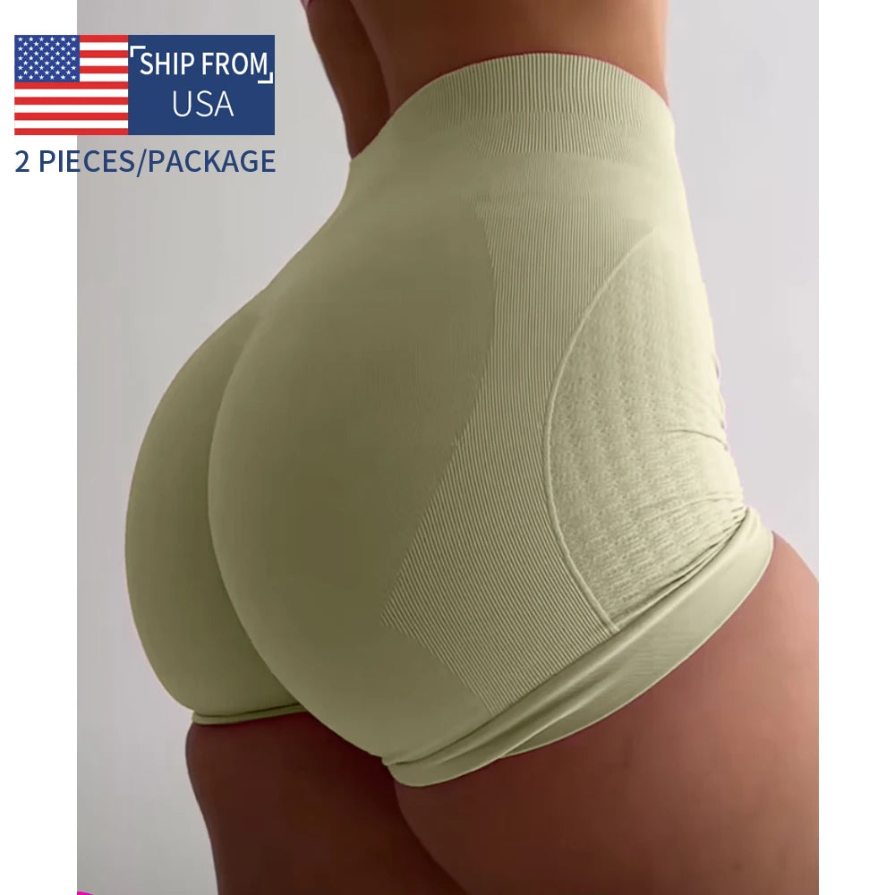 2Pcs TKITK Amplify Contour Shorts Women Soft Workout Tights Fitness Outfits Yoga Shorts Gym Wear Biker Shorts