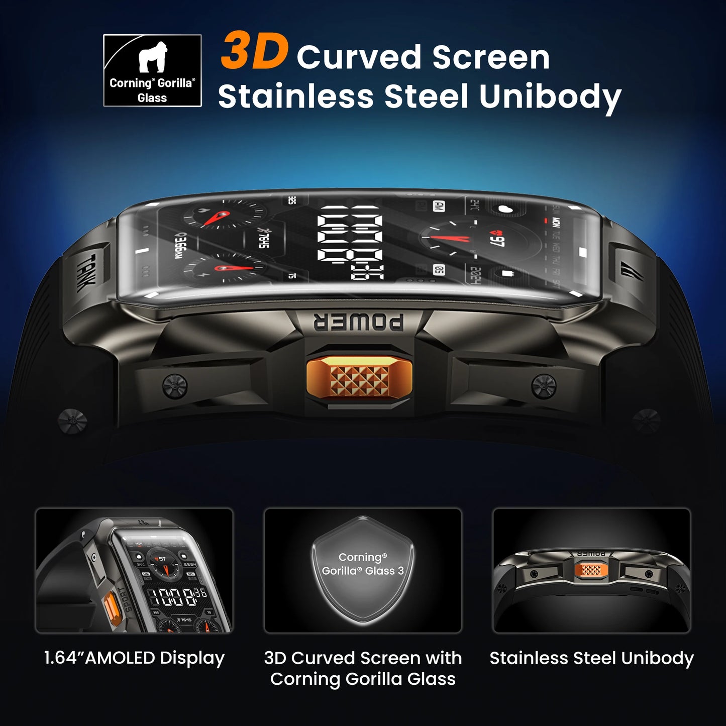 2025 KOSPET TANK X2 Ultra GPS Smart Watch For Men 3D Curved Screen Stainless Steel Body