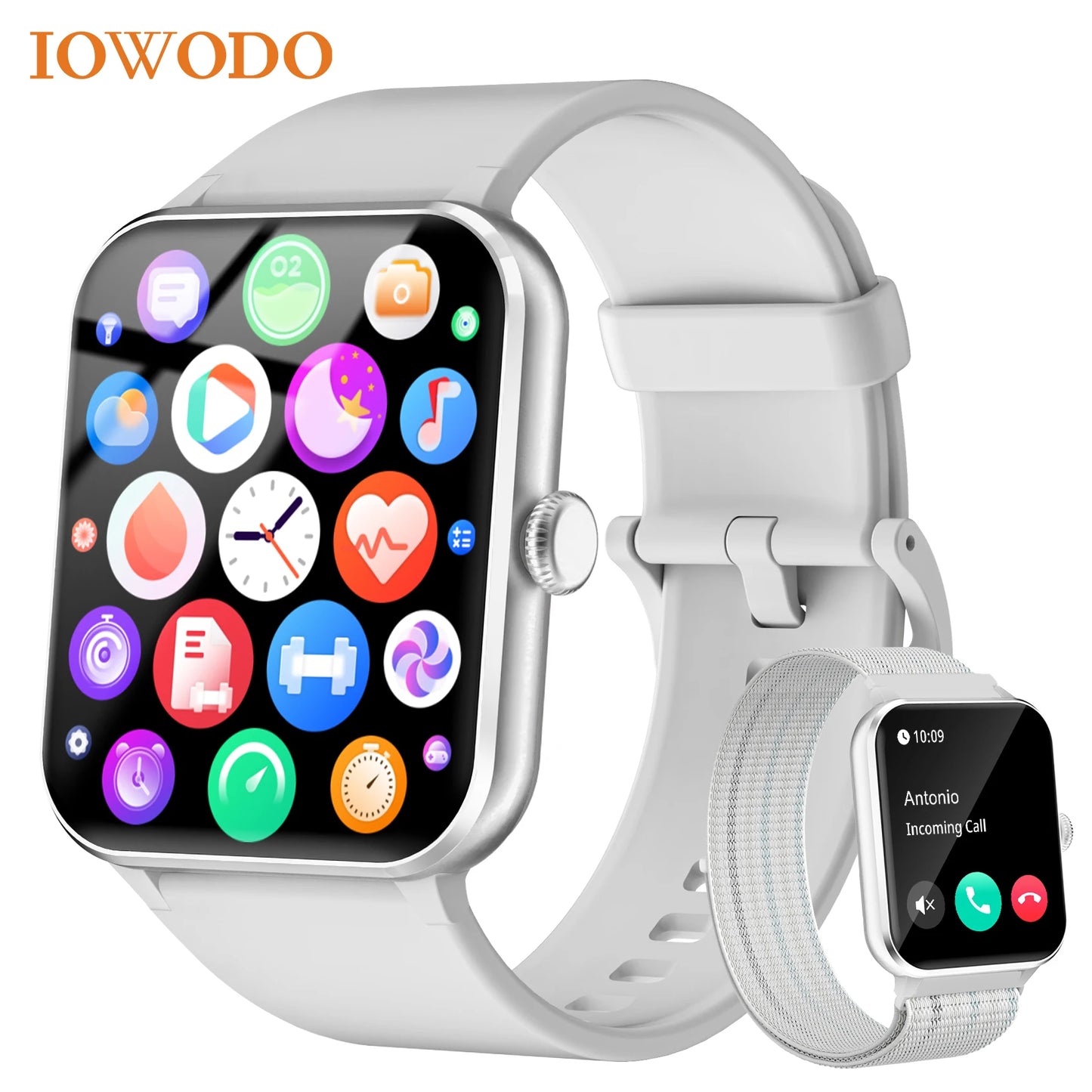 Smart Watch Bluetooth Calling 1.85 Inch Full Touch HD Fitness Tracker with Voice Assistant