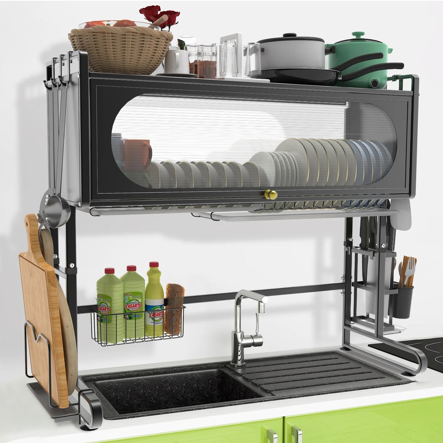 Over The Sink 3 Tier Dish Drying Rack For Kitchen