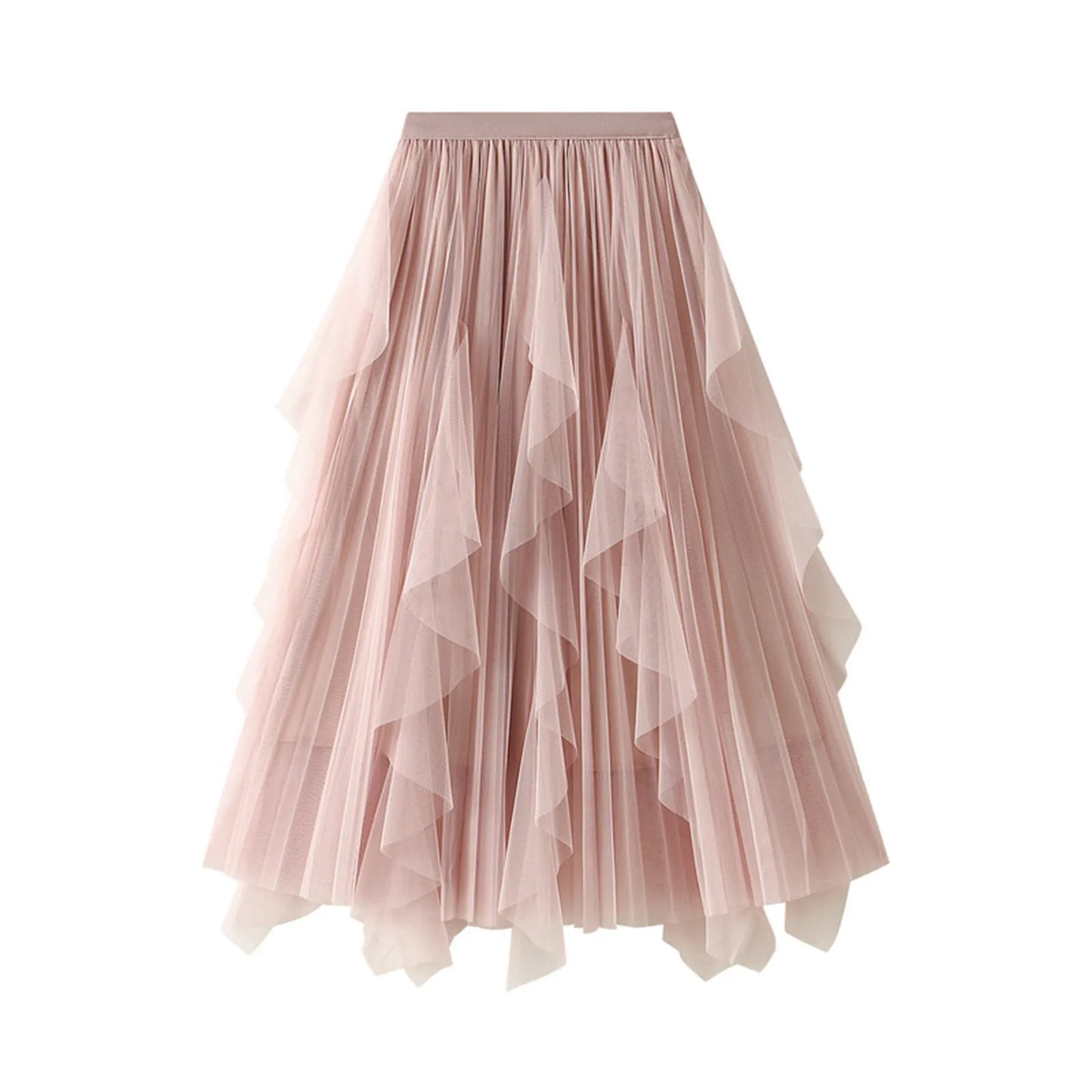 Ladies High Waist Ruffle Mesh Tutu Skirt for Women