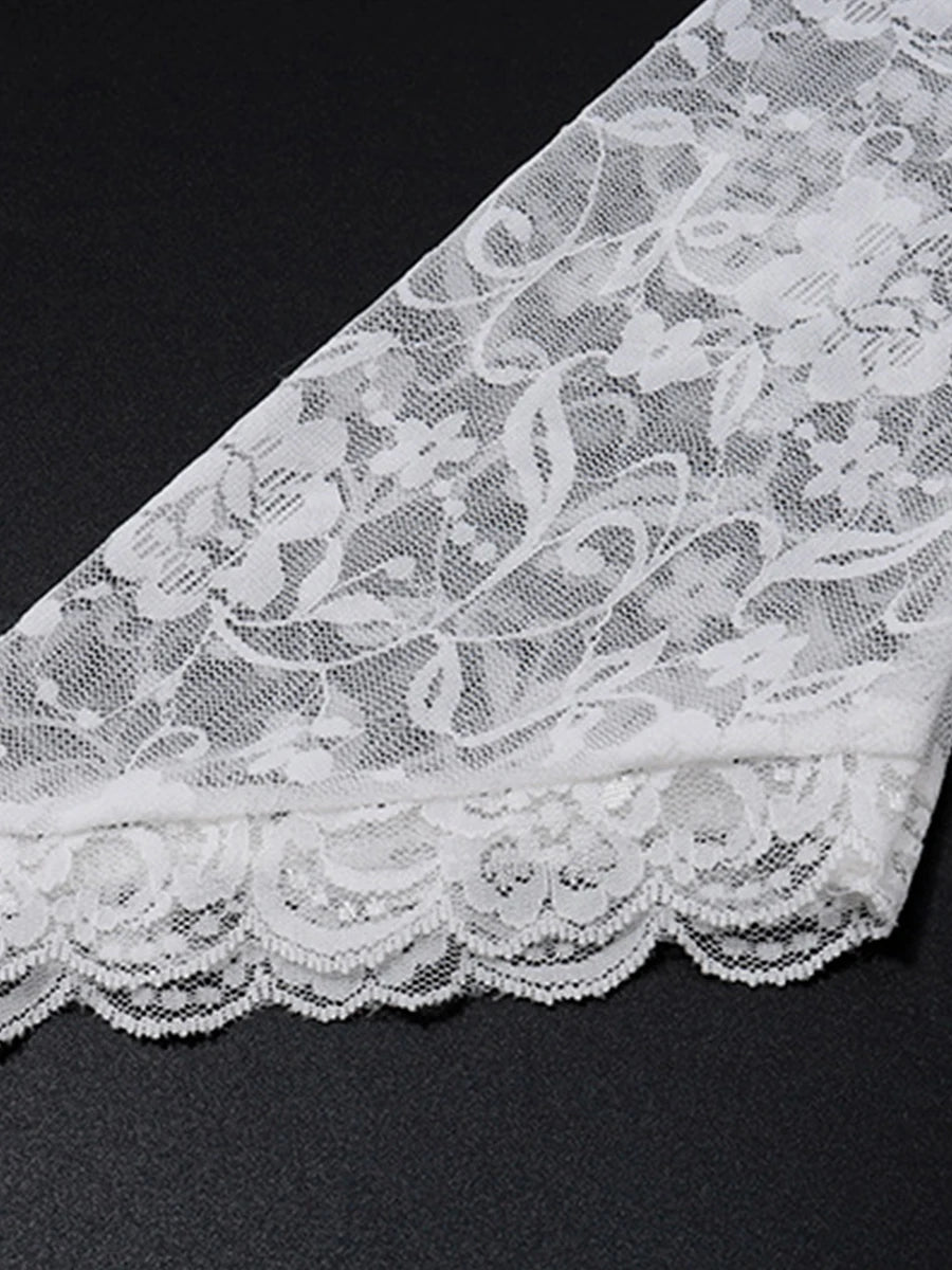 Women s 2 Piece Skirt Outfits Long Sleeve Off Shoulder Tops Mini Lace Floral Skirt Set