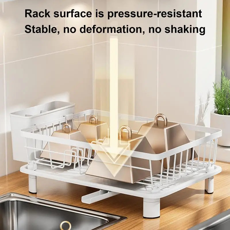 Space-Saving Dish Drying Rack with Removable Drainboard and Holders