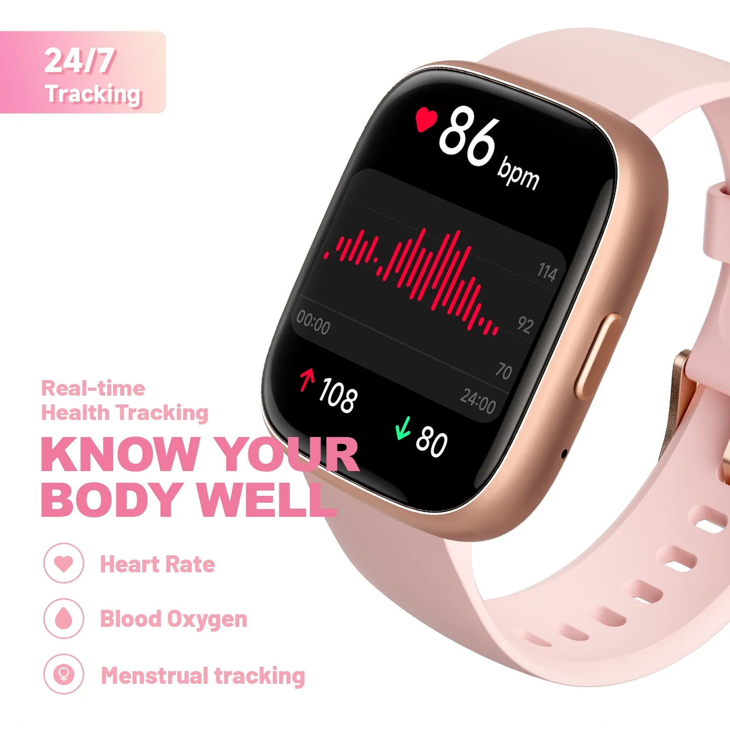 Alexa Built-in TOOBUR Smart Watch Heart Rate Monitor IP68 Waterproof Smartwatch