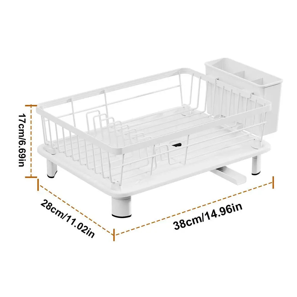 Space-Saving Dish Drying Rack with Removable Drainboard and Holders
