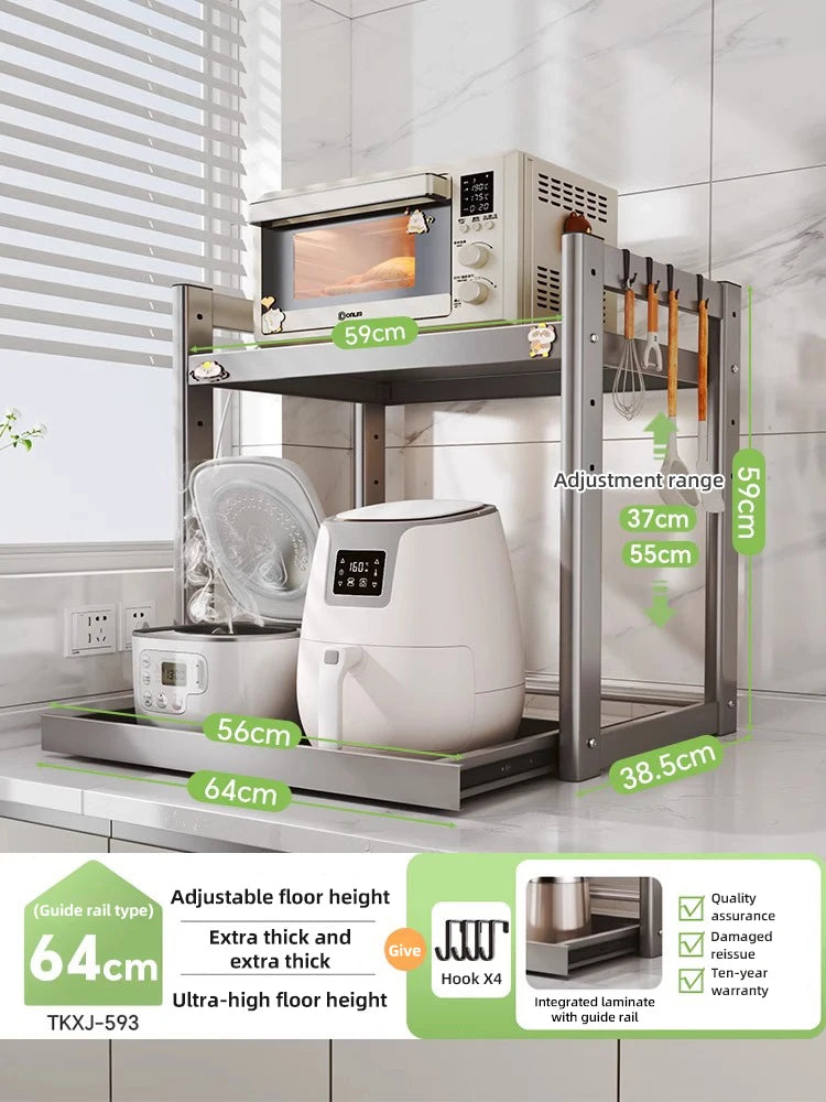 Kitchen Multifunction Microwave Storage Shelf And Cooker Stand