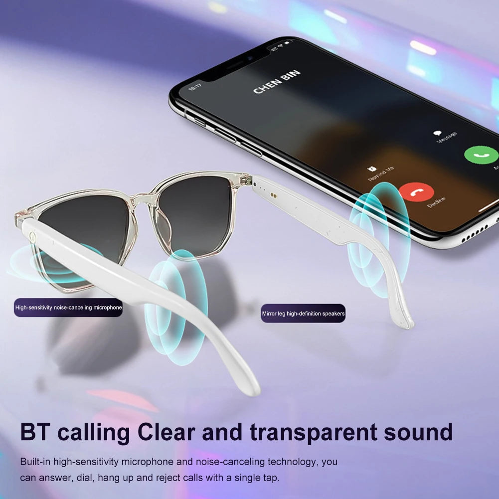 Smart Glasses Bluetooth-Compatible 5.3 Hands-Free Smart Glasses Open Ear Sound Mic & Speakers Polarized Sunglasses for Women Men