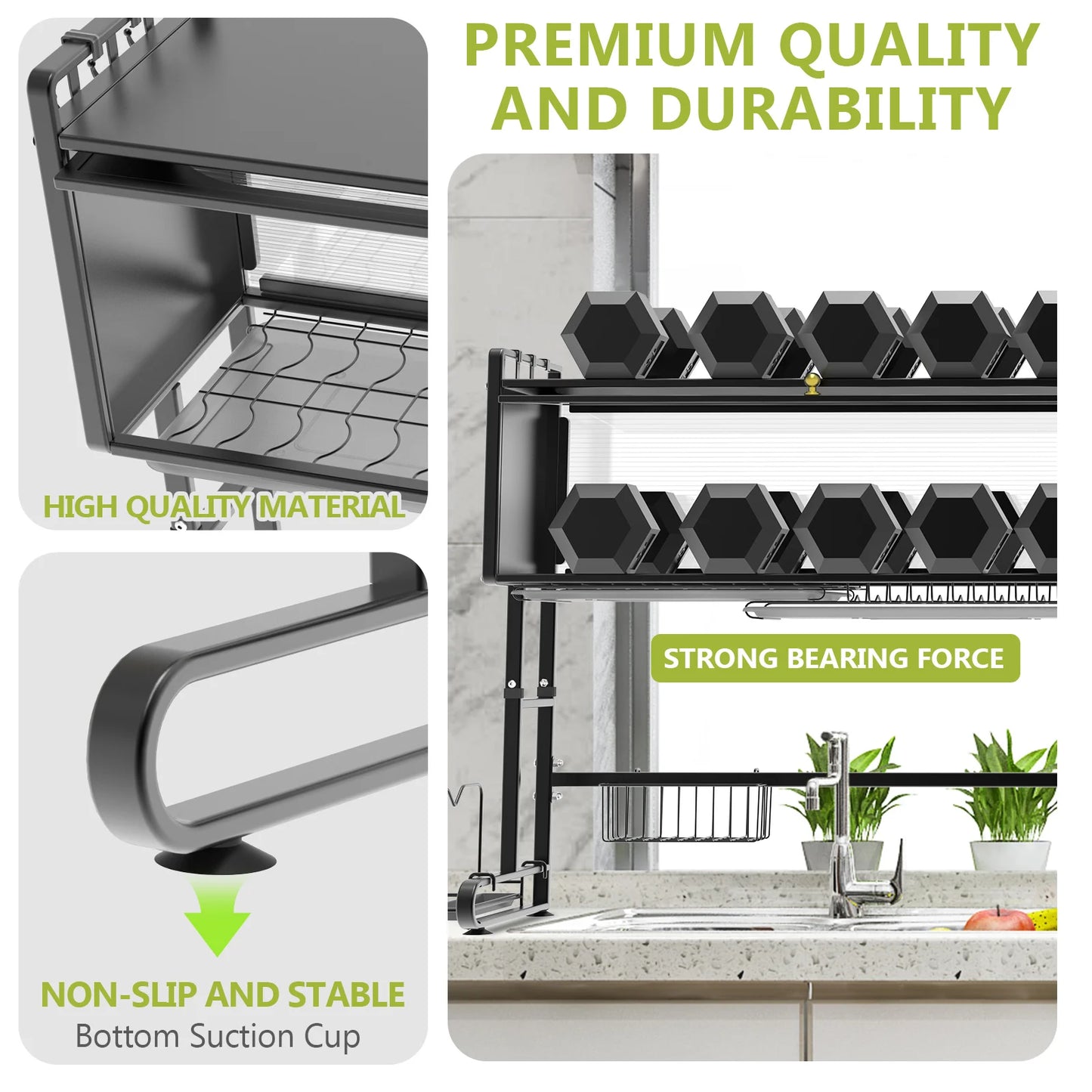 Over The Sink 3 Tier Dish Drying Rack For Kitchen