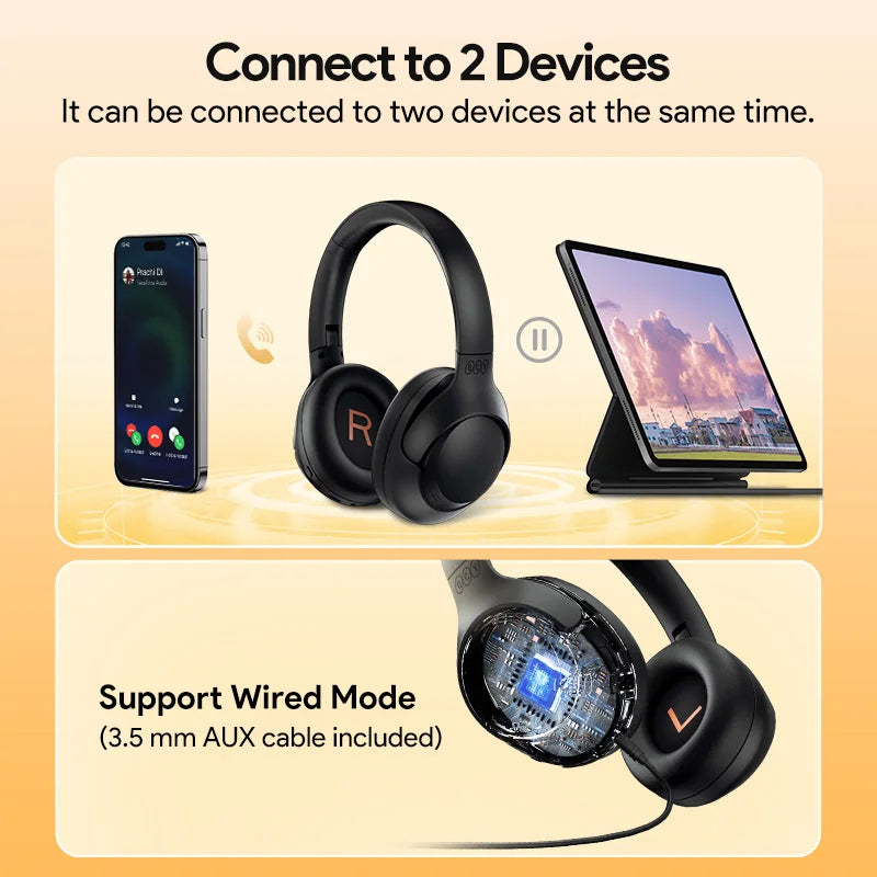 QCY H3 ANC Wireless Headphones Bluetooth 5.4 Over Ear Hi-Res Audio Noise Cancellation 60H