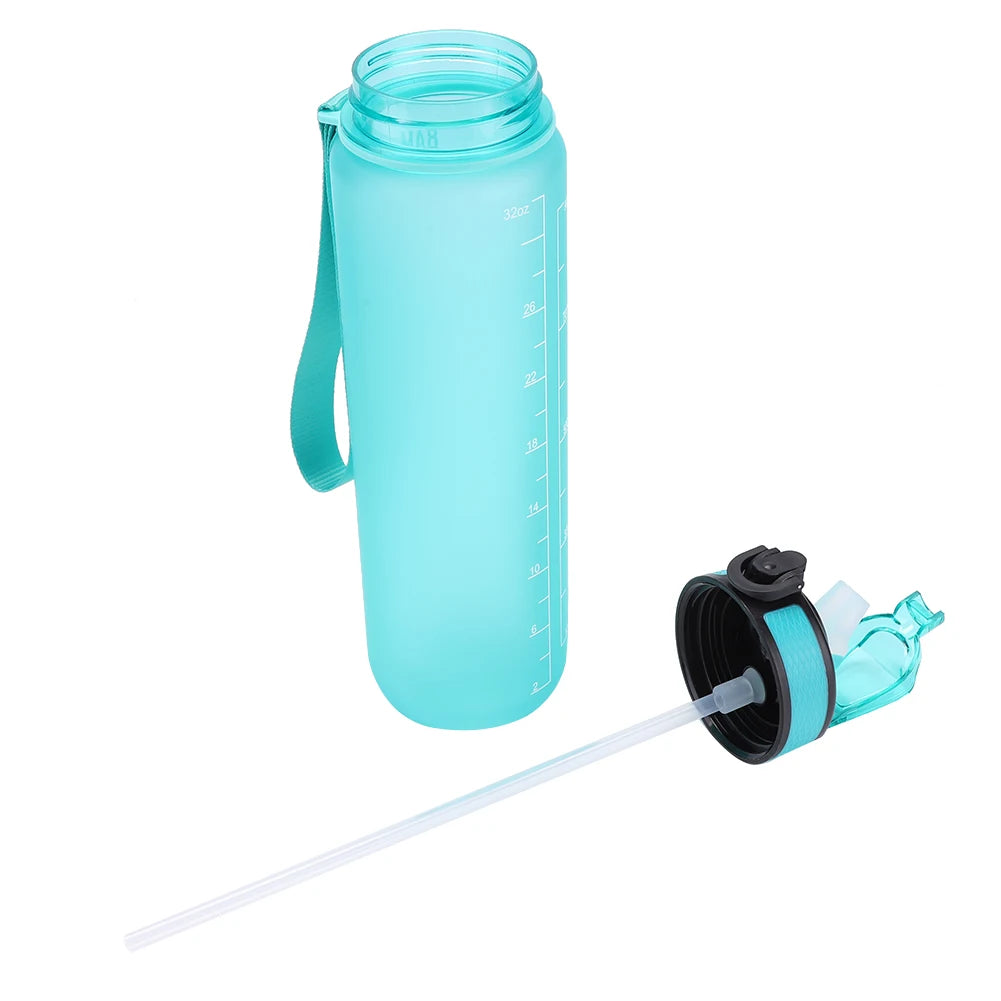 1000ml Sports Water Bottle Leakproof Plastic Frosted Cup