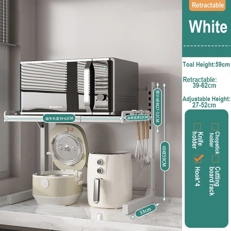 Retractable Microwave Oven Storage Rack for Organized Kitchen