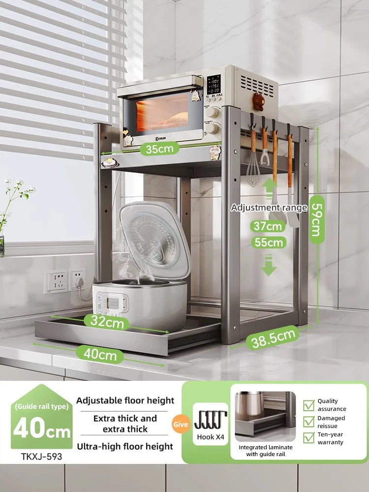 Kitchen Multifunction Microwave Storage Shelf And Cooker Stand