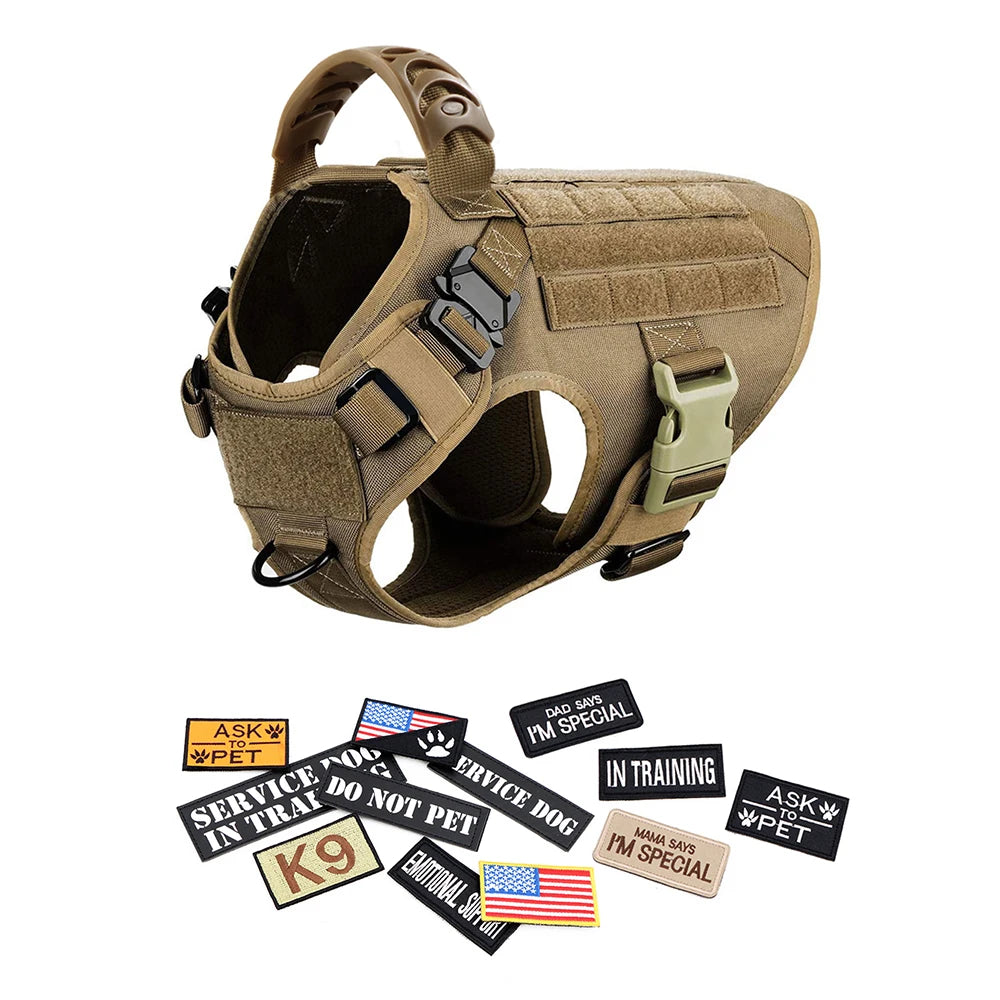 Tactical Dog Harness Set with Leash and Patches for Training