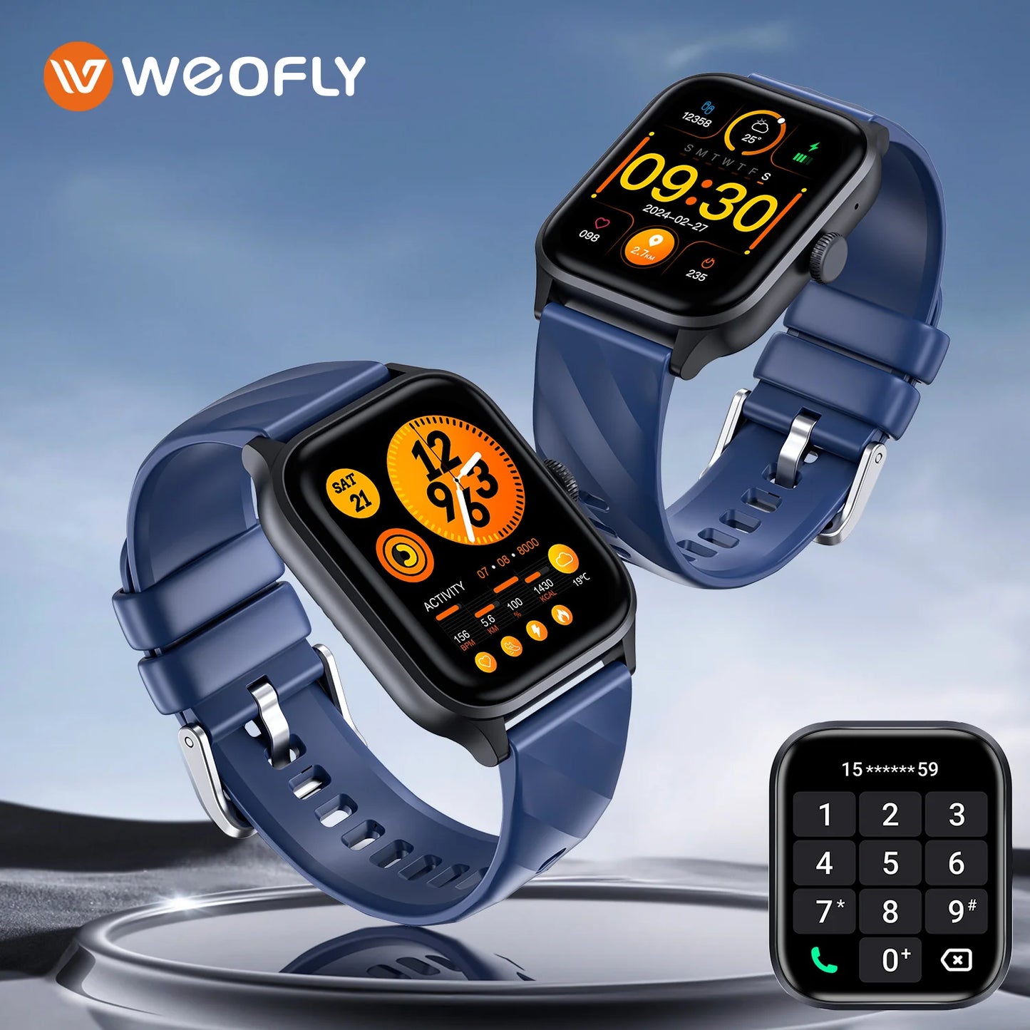 Weofly Smart Watch with Health Monitor and Bluetooth Call Feature
