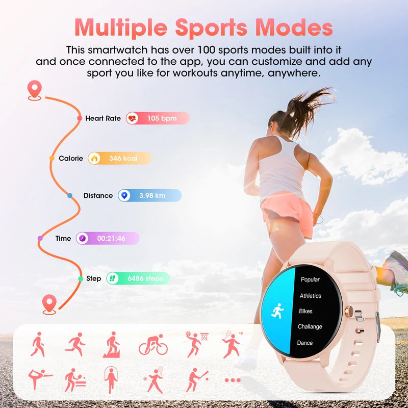 Women's Smartwatch Bluetooth Call 1.39 Inch Touch Screen Fitness Tracker