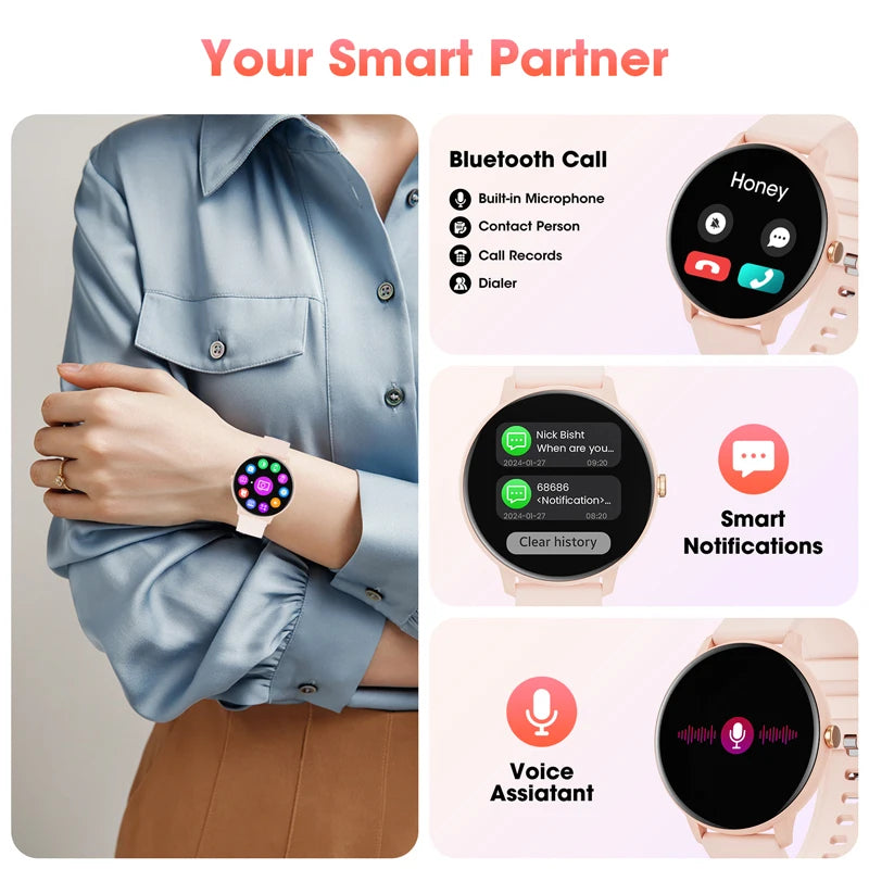 Women's Smartwatch Bluetooth Call 1.39 Inch Touch Screen Fitness Tracker