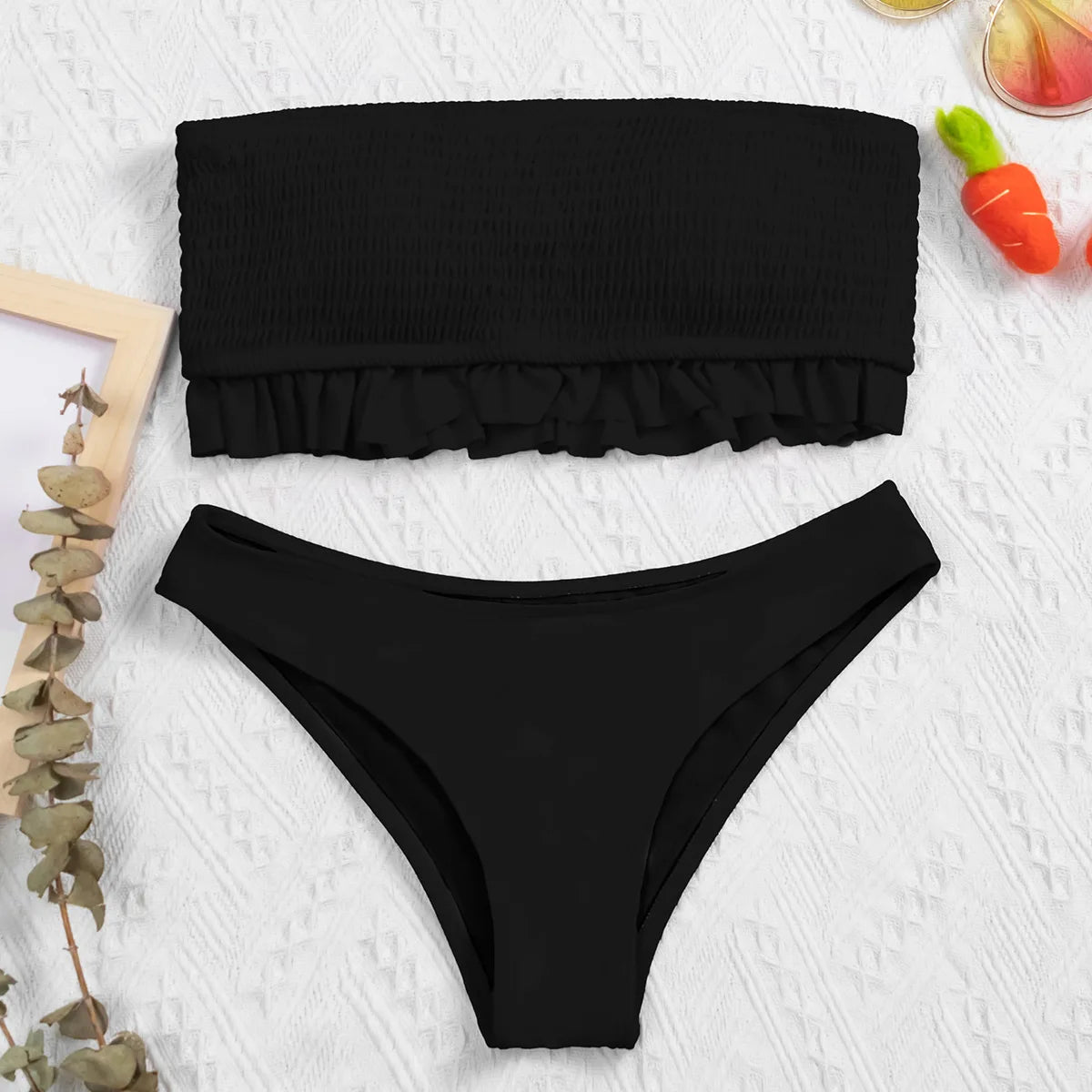 Sexy Off Shoulder High Waist Ruffled Bikini for Women