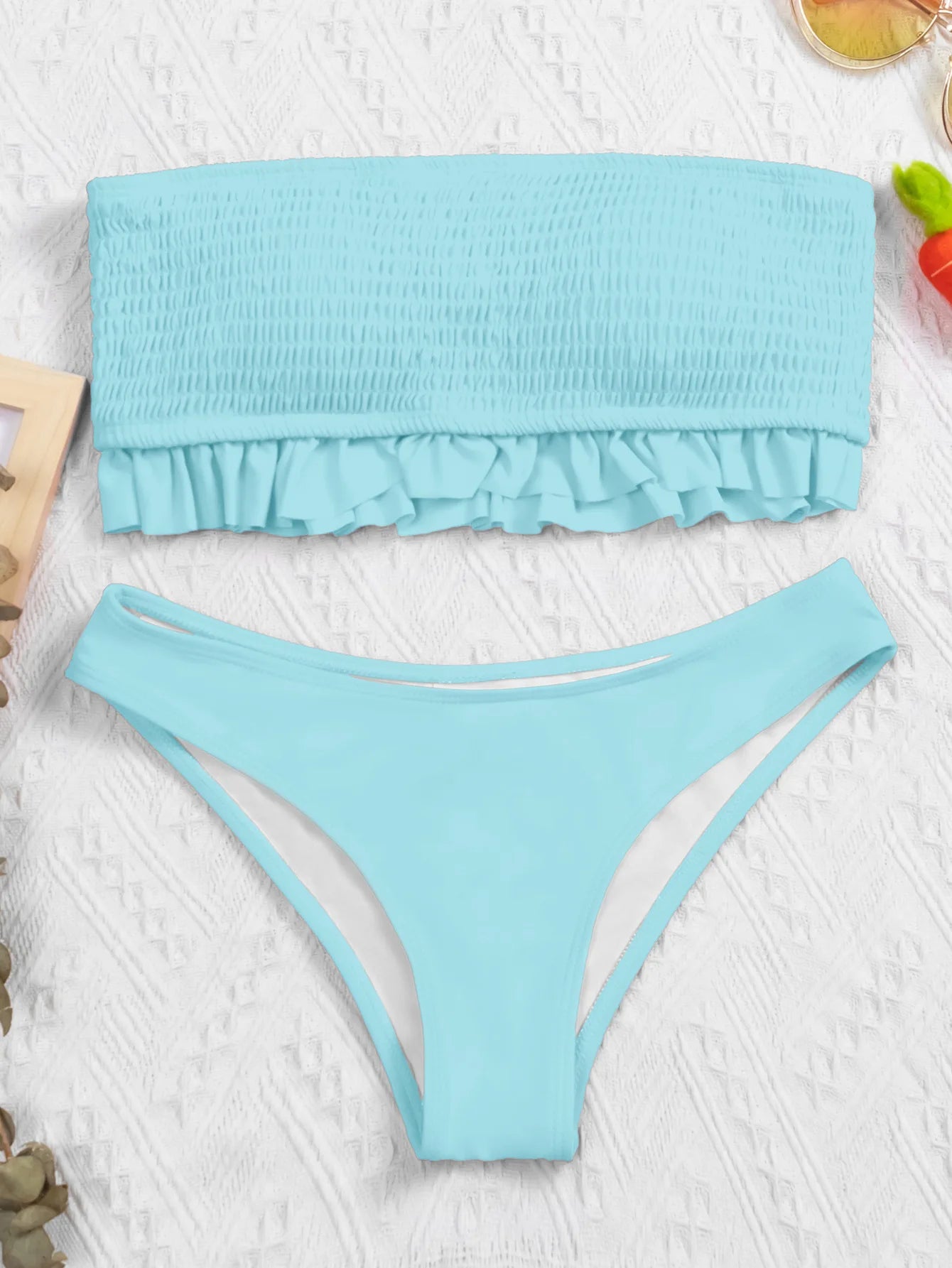 Sexy Off Shoulder High Waist Ruffled Bikini for Women