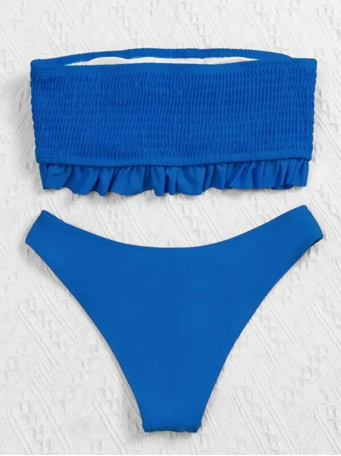 Sexy Off Shoulder High Waist Ruffled Bikini for Women