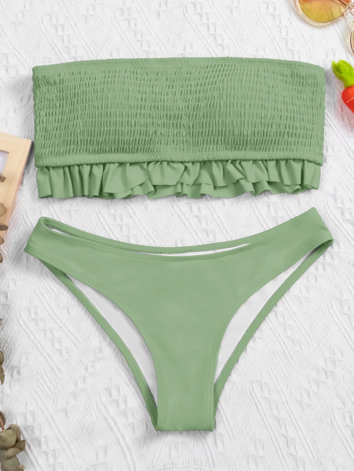 Sexy Off Shoulder High Waist Ruffled Bikini for Women
