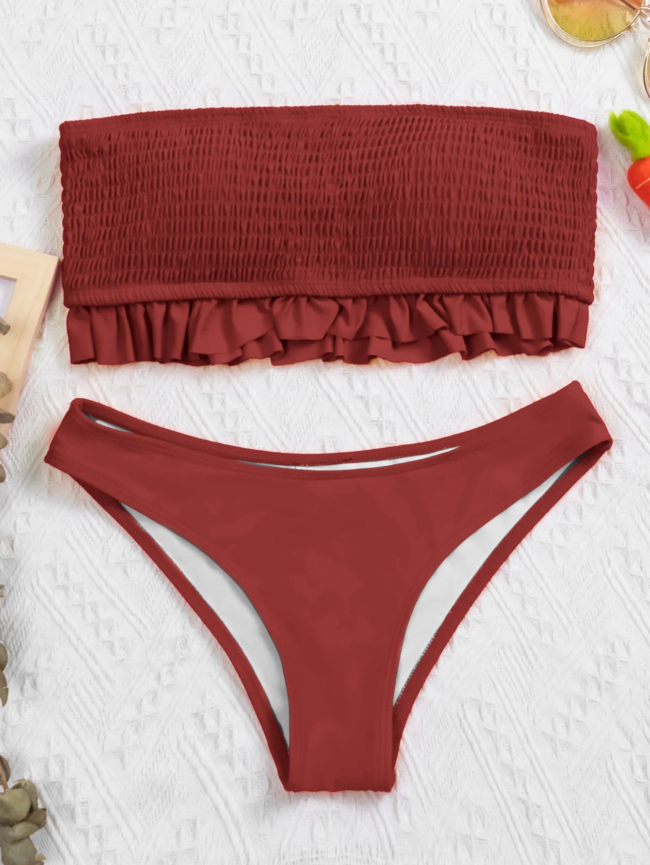 Sexy Off Shoulder High Waist Ruffled Bikini for Women