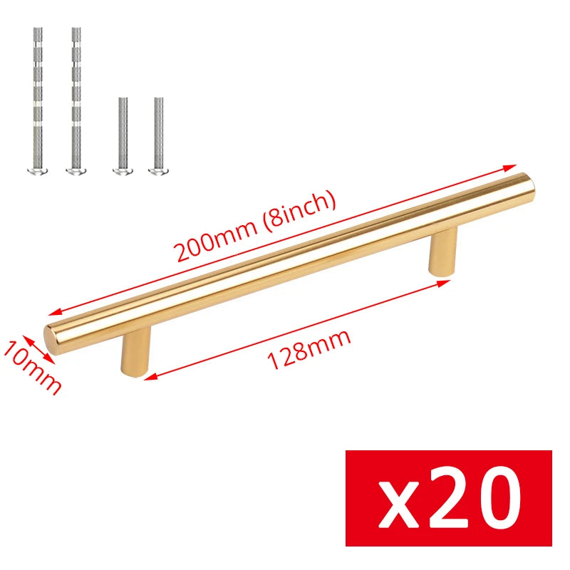 Brushed Gold Stainless Steel T Bar Cabinet Handles and Knobs