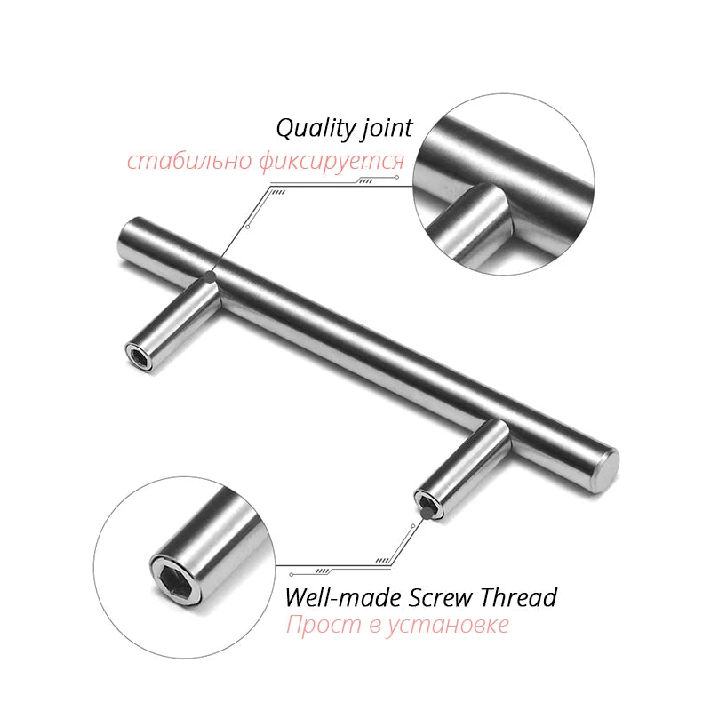 Brushed Gold Stainless Steel T Bar Cabinet Handles and Knobs