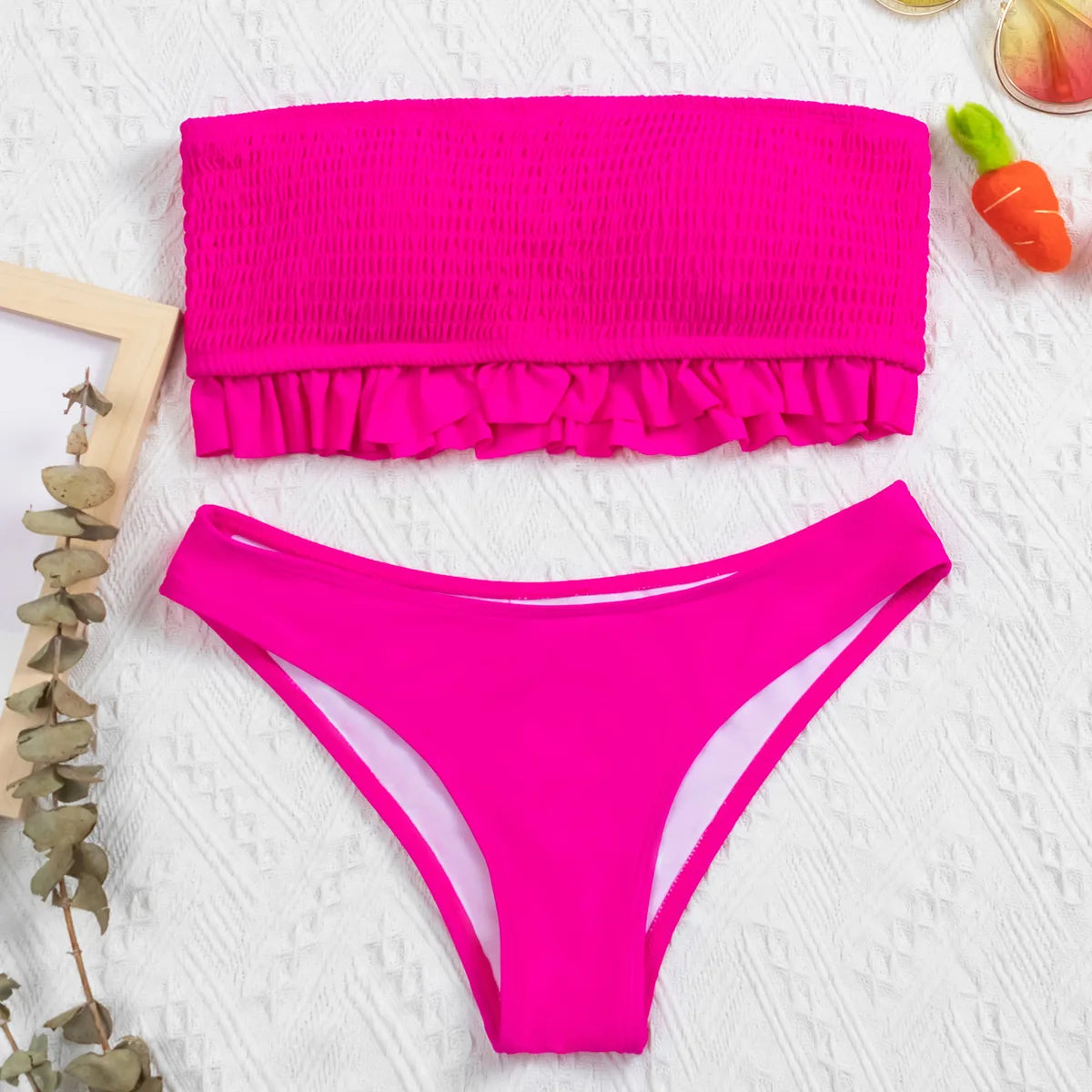 Sexy Off Shoulder High Waist Ruffled Bikini for Women