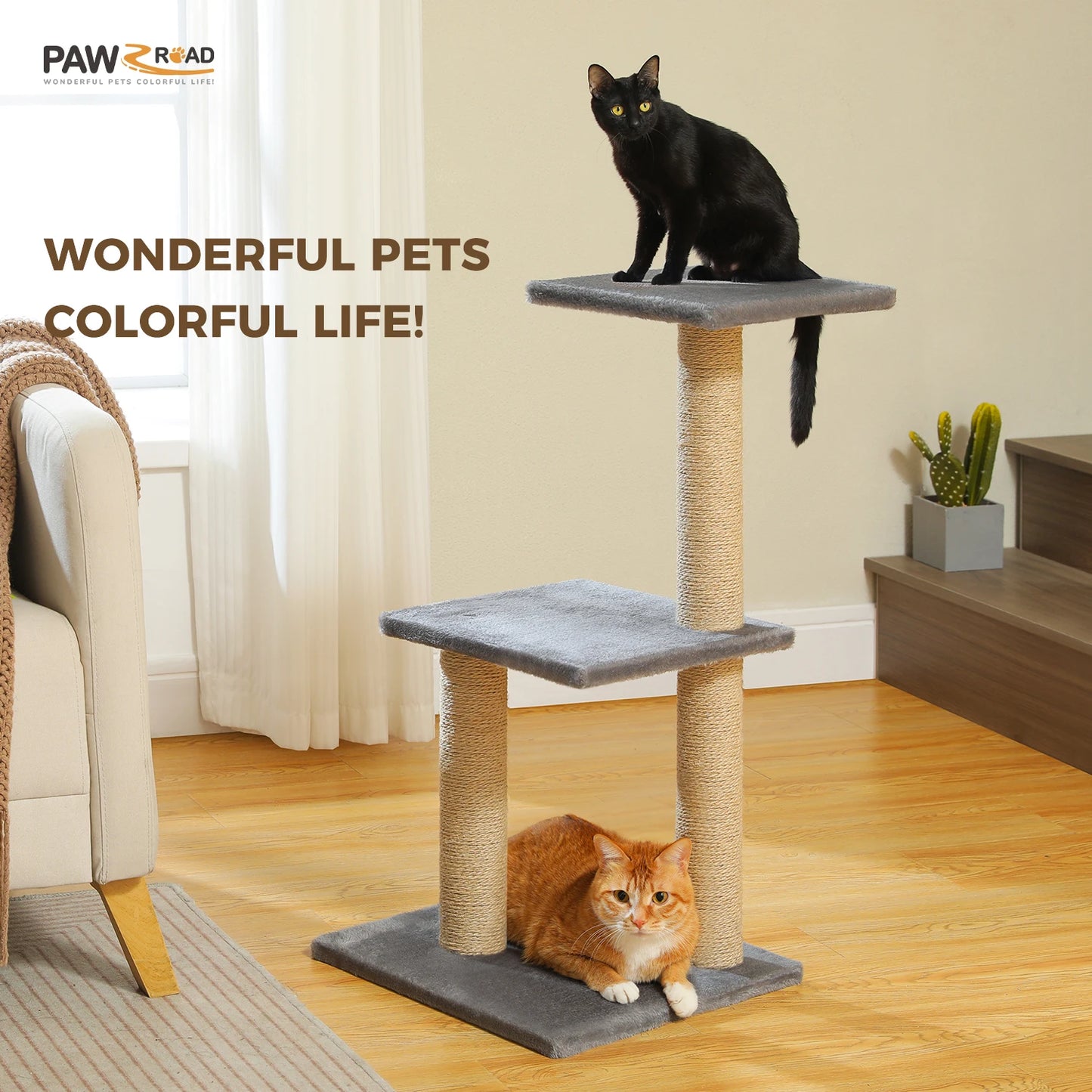 Indoor Cat Tree with Scratching Posts and Hammock Perch