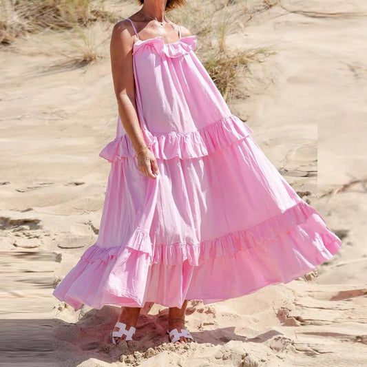Women Backless Swing Dress for Casual Beach Days
