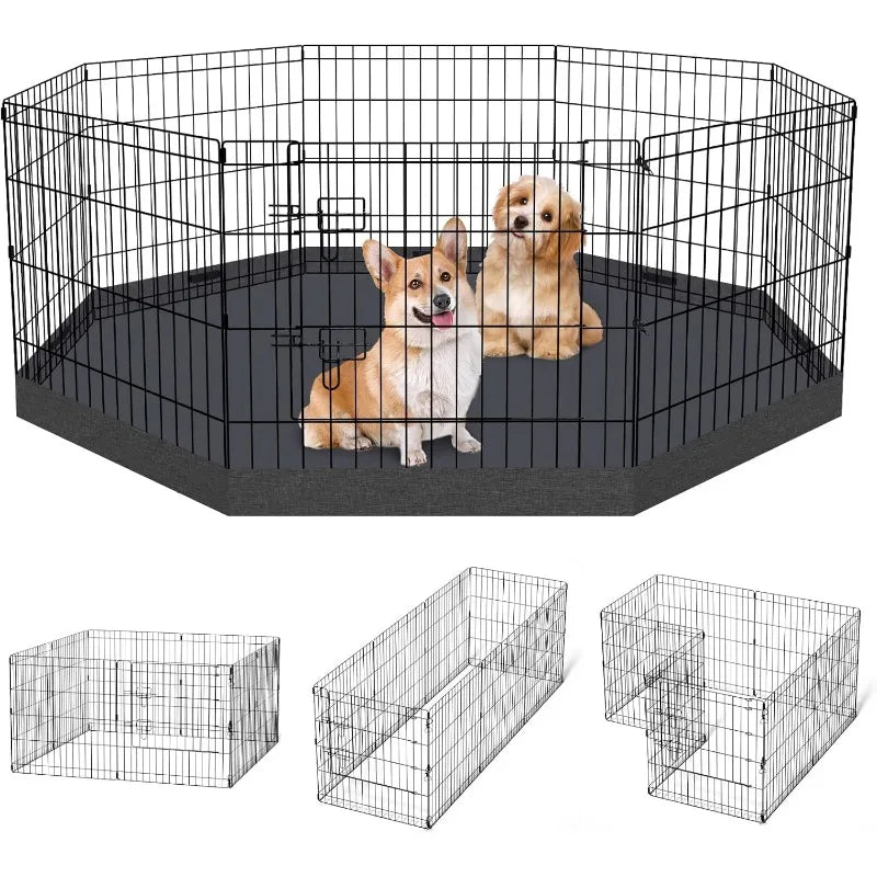 Dog Pen Pet Playpen Dog Fence Indoor Foldable Metal Wire