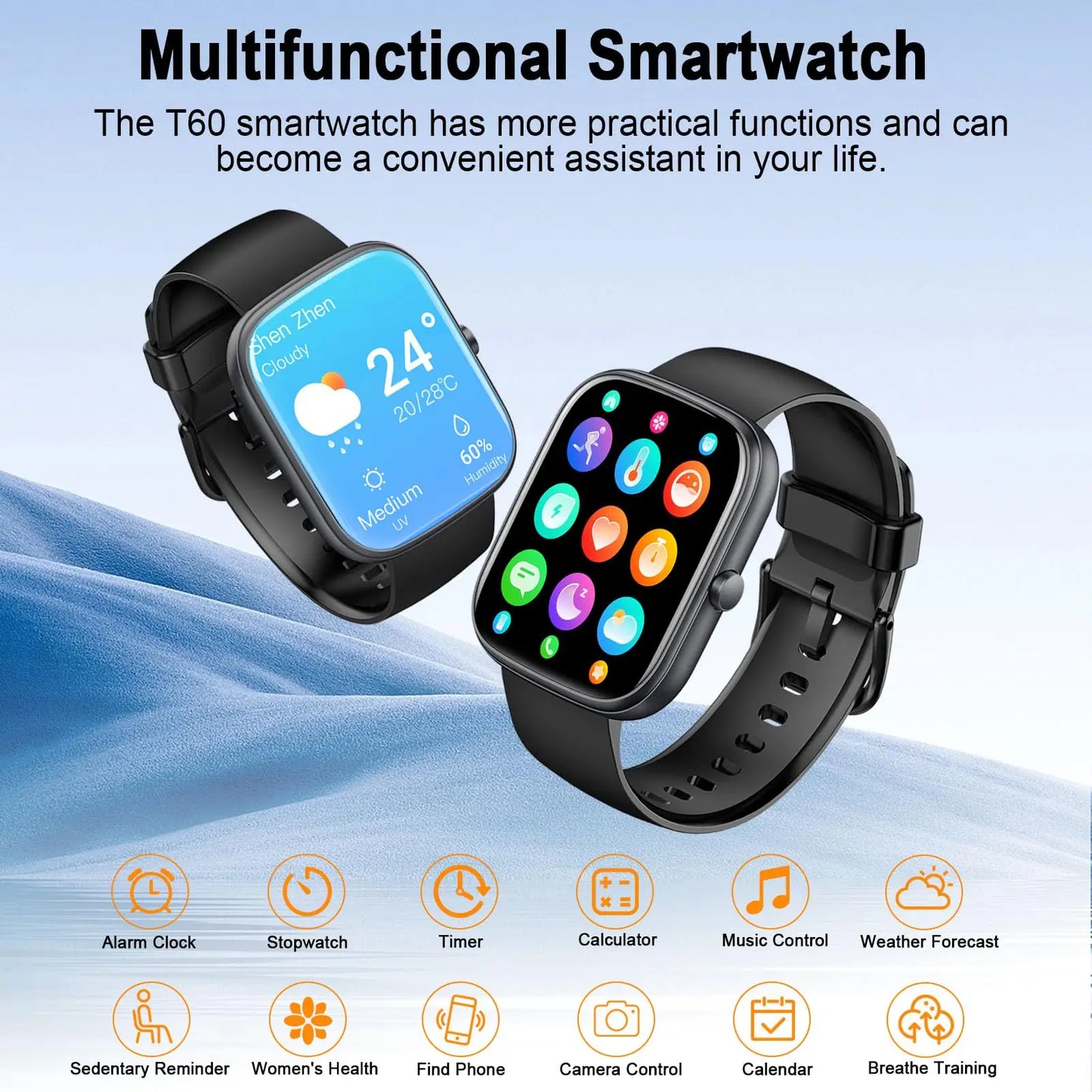 Smart Watch 1.91 Inch Bluetooth Calling IP68 Waterproof Fitness Tracker with 110 Sport Modes Heart Rate and Sleep Monitor