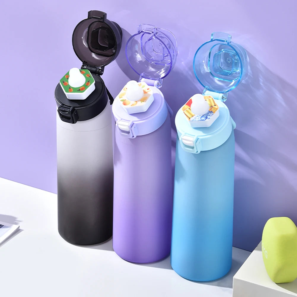 650ml Leak-Proof Fragrant Water Bottle with 7 Flavor Pods for Travel, Hiking, and Climbing