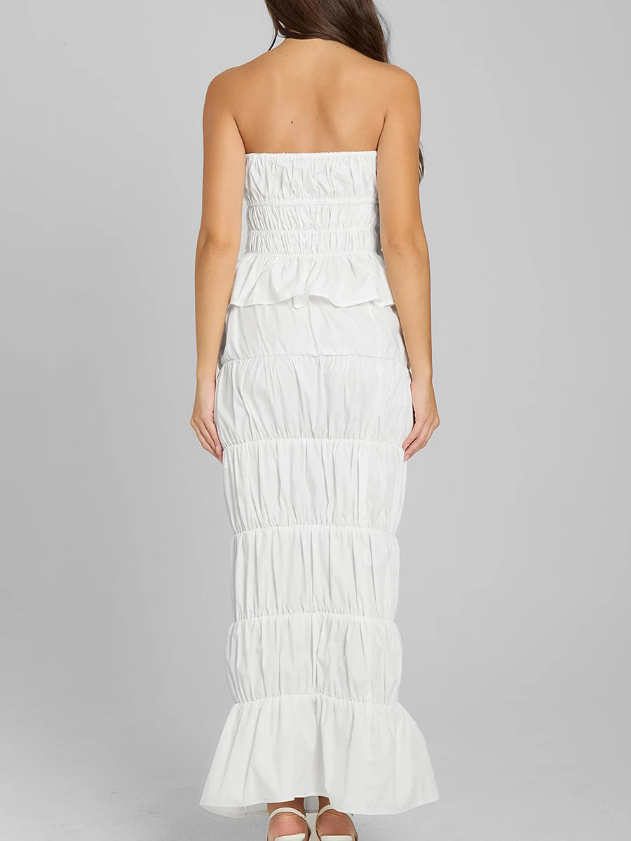 Elegant Off-Shoulder Crop Top and Maxi Skirt Summer Set